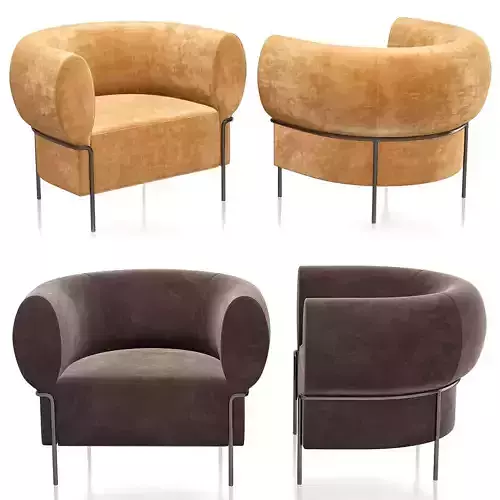 Contemporary Madda Lounge Chair in Velvet 3d model