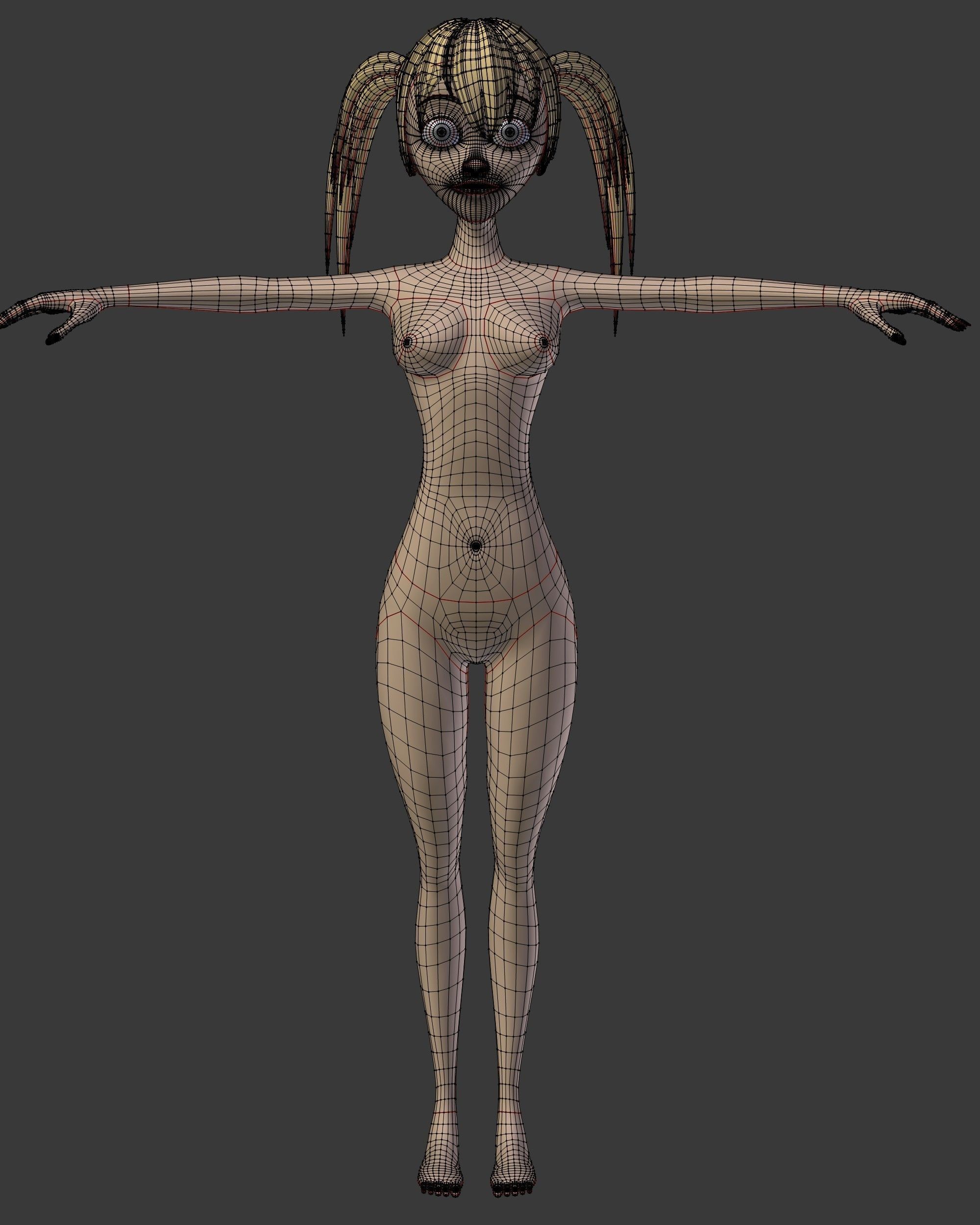 Alisa Toon Girl Low-poly 3D model_29