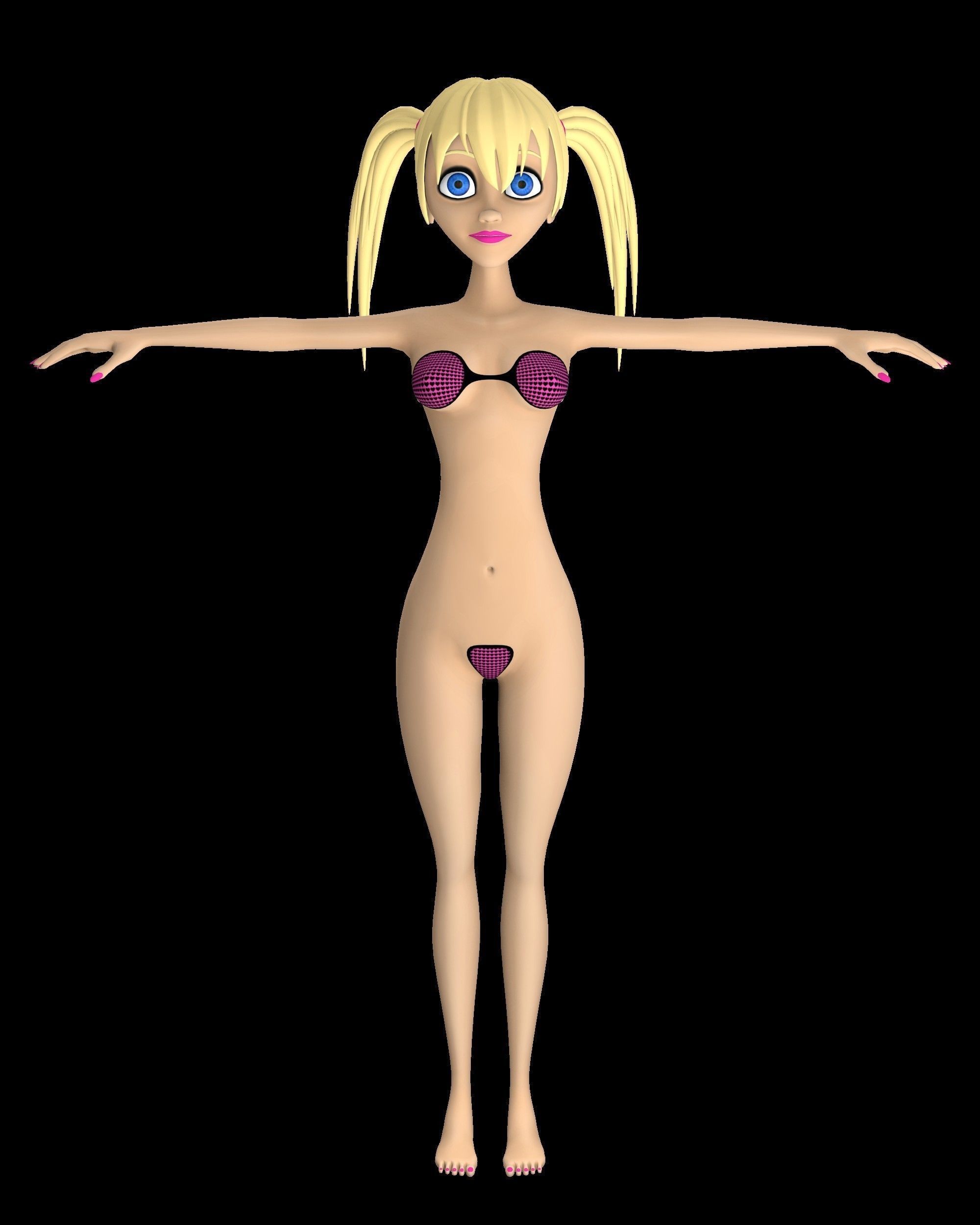 Alisa Toon Girl Low-poly 3D model_17