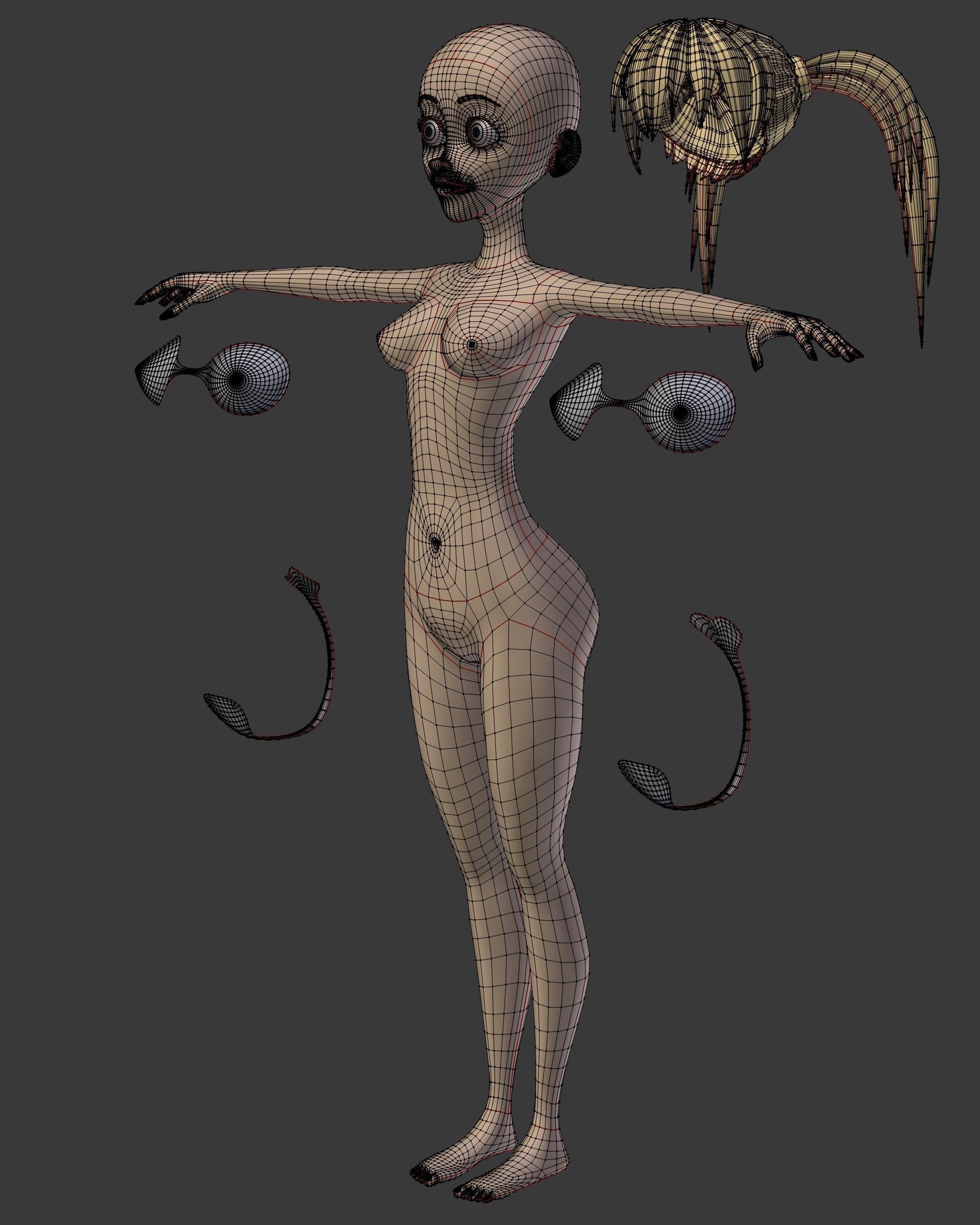 Alisa Toon Girl Low-poly 3D model_28