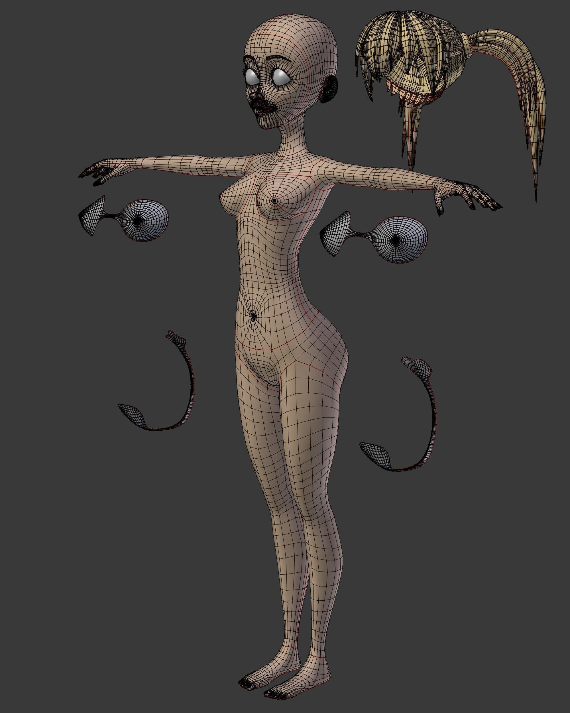 Alisa Toon Girl Low-poly 3D model_27