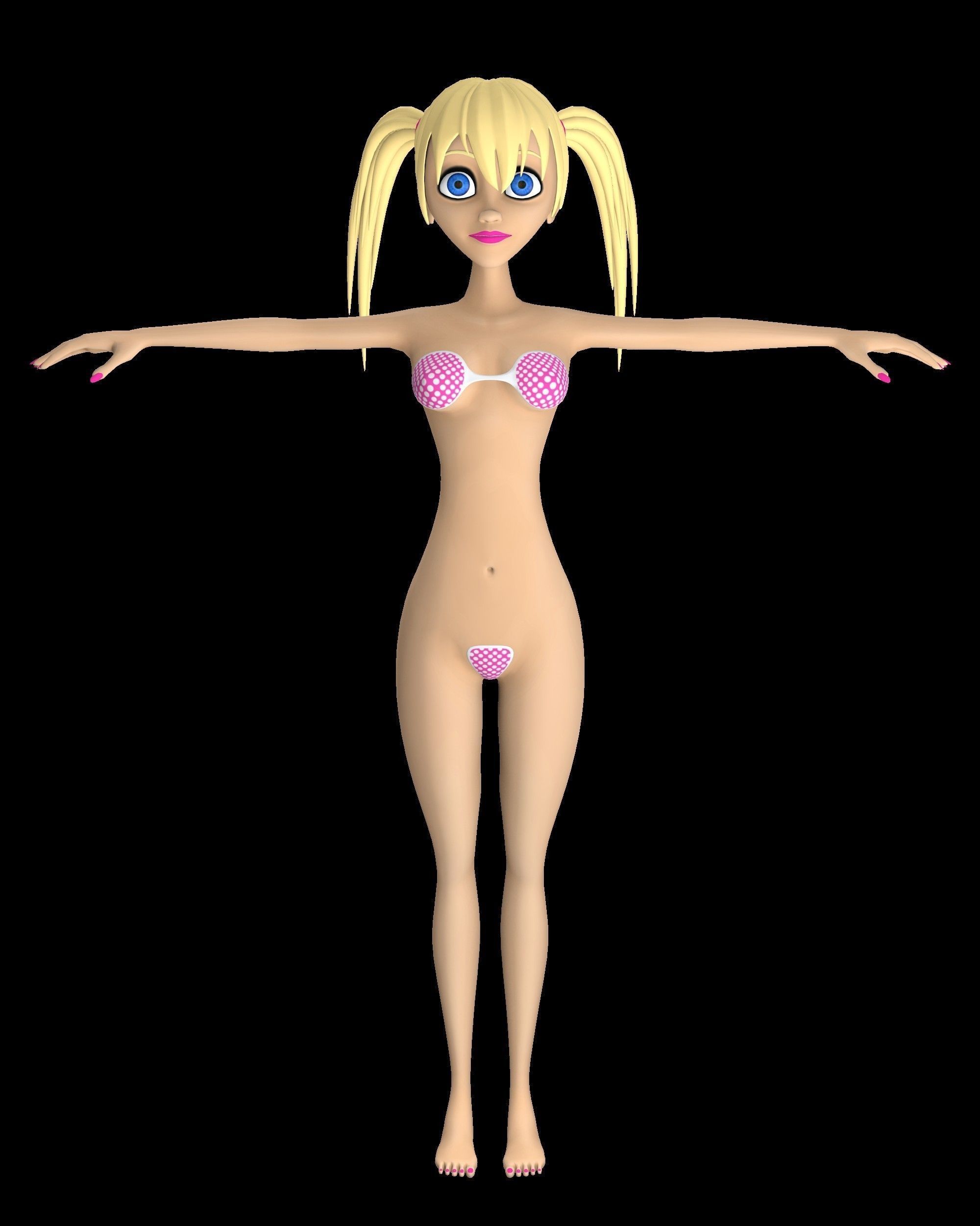 Alisa Toon Girl Low-poly 3D model_8