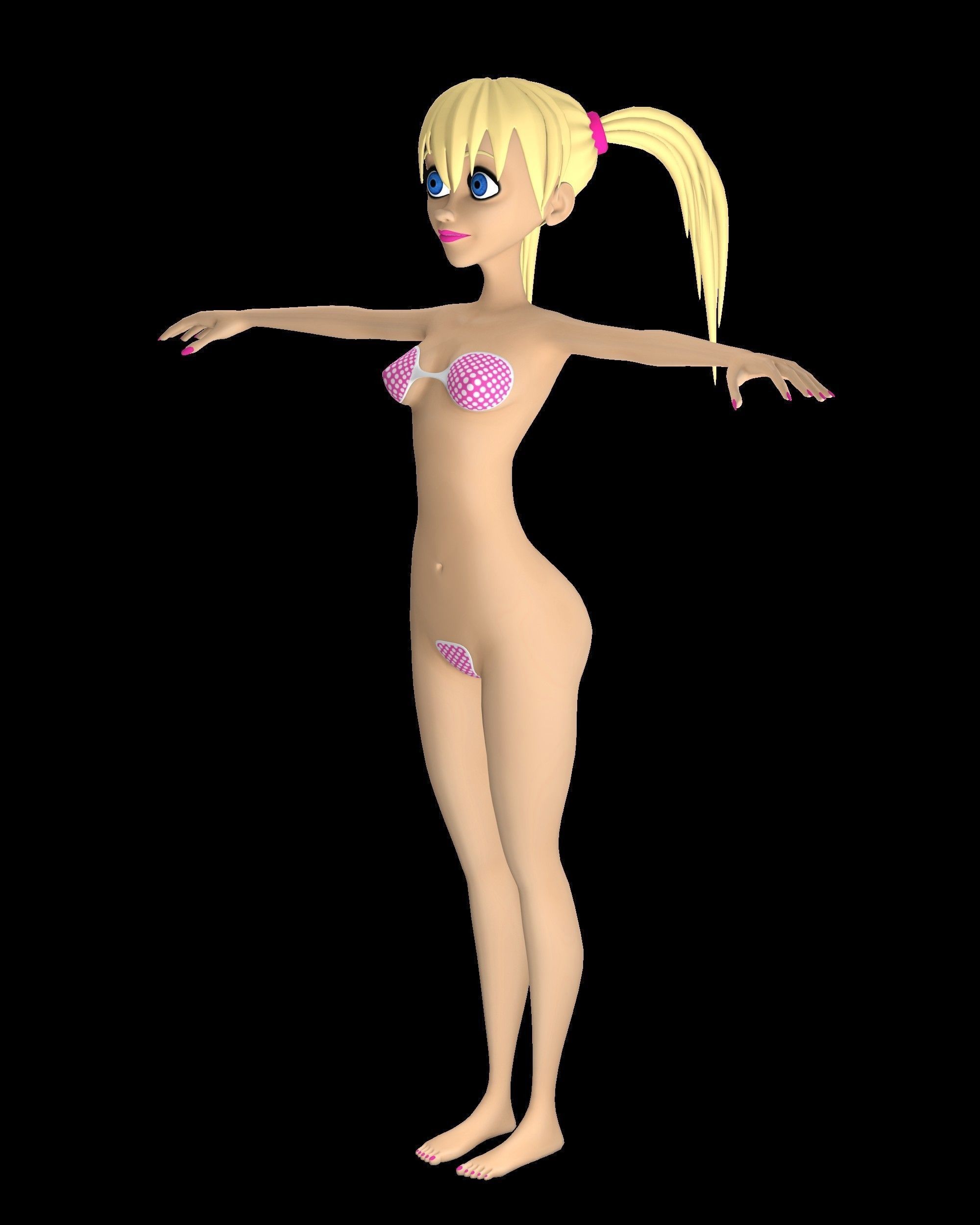 Alisa Toon Girl Low-poly 3D model_1