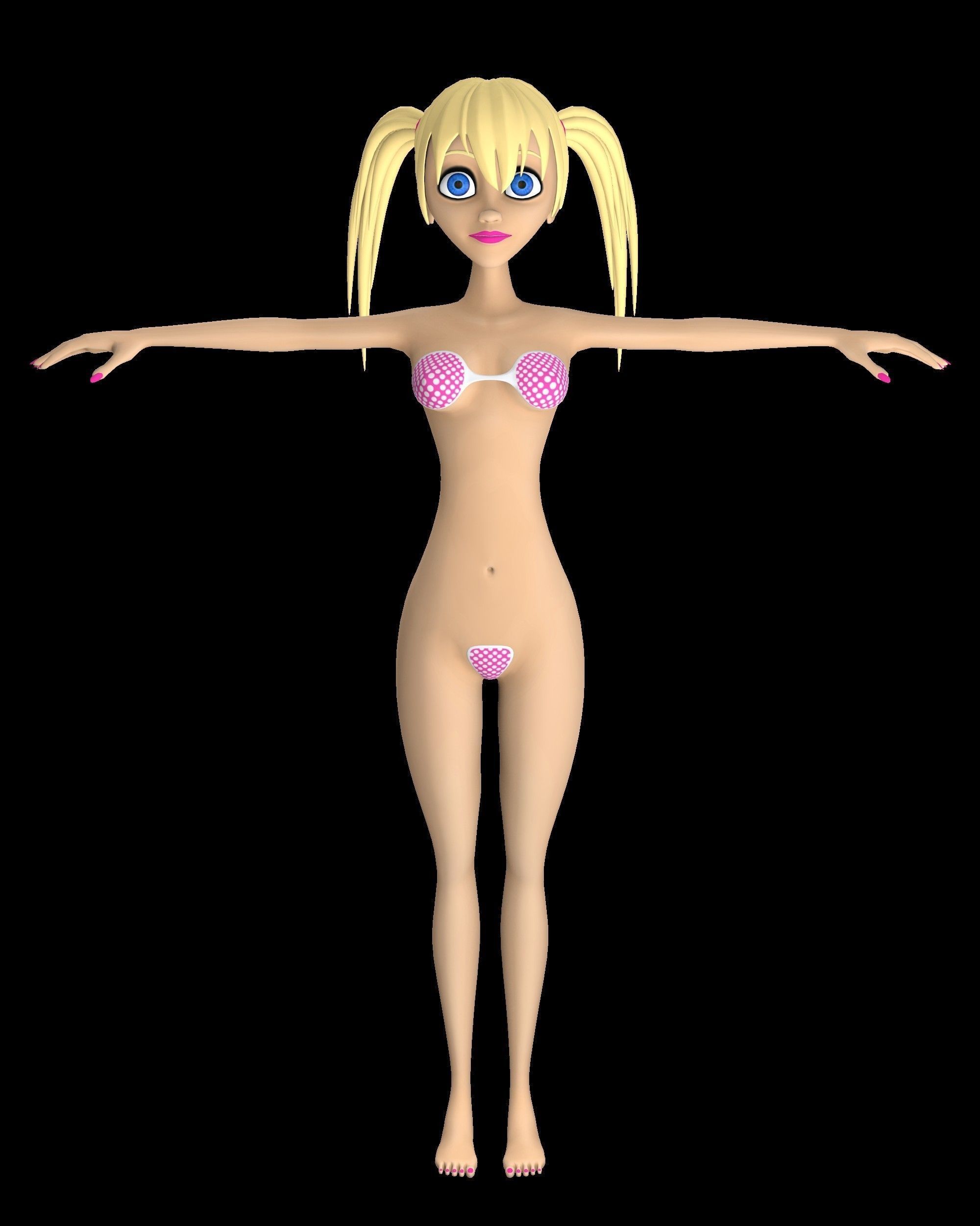Alisa Toon Girl Low-poly 3D model_0