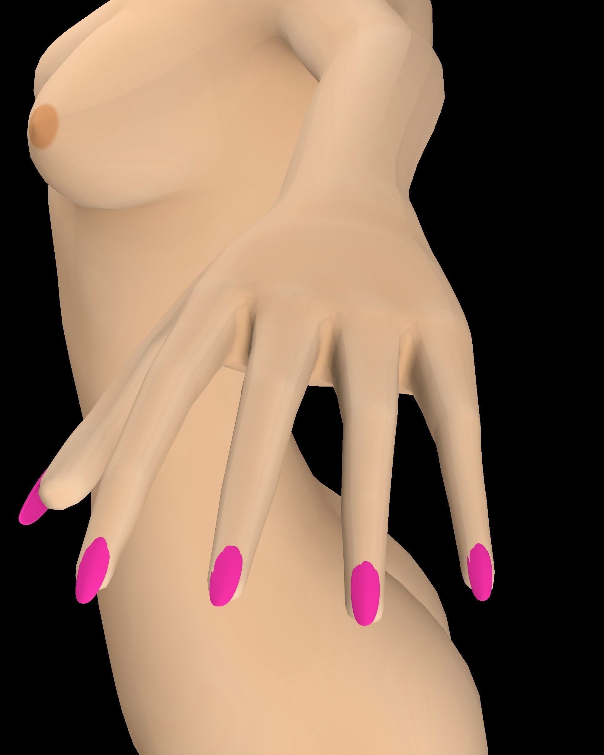 Alisa Toon Girl Low-poly 3D model_10