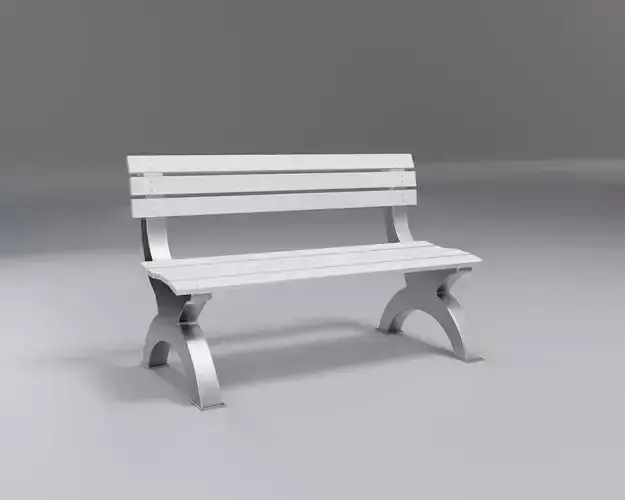 white wood bench - snow theme - modern