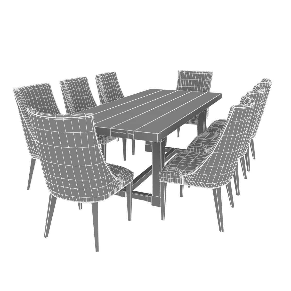 Restoration Hardware ELLA FABRIC CHAIR and CAYDEN  DINING TABLE 3D model_4