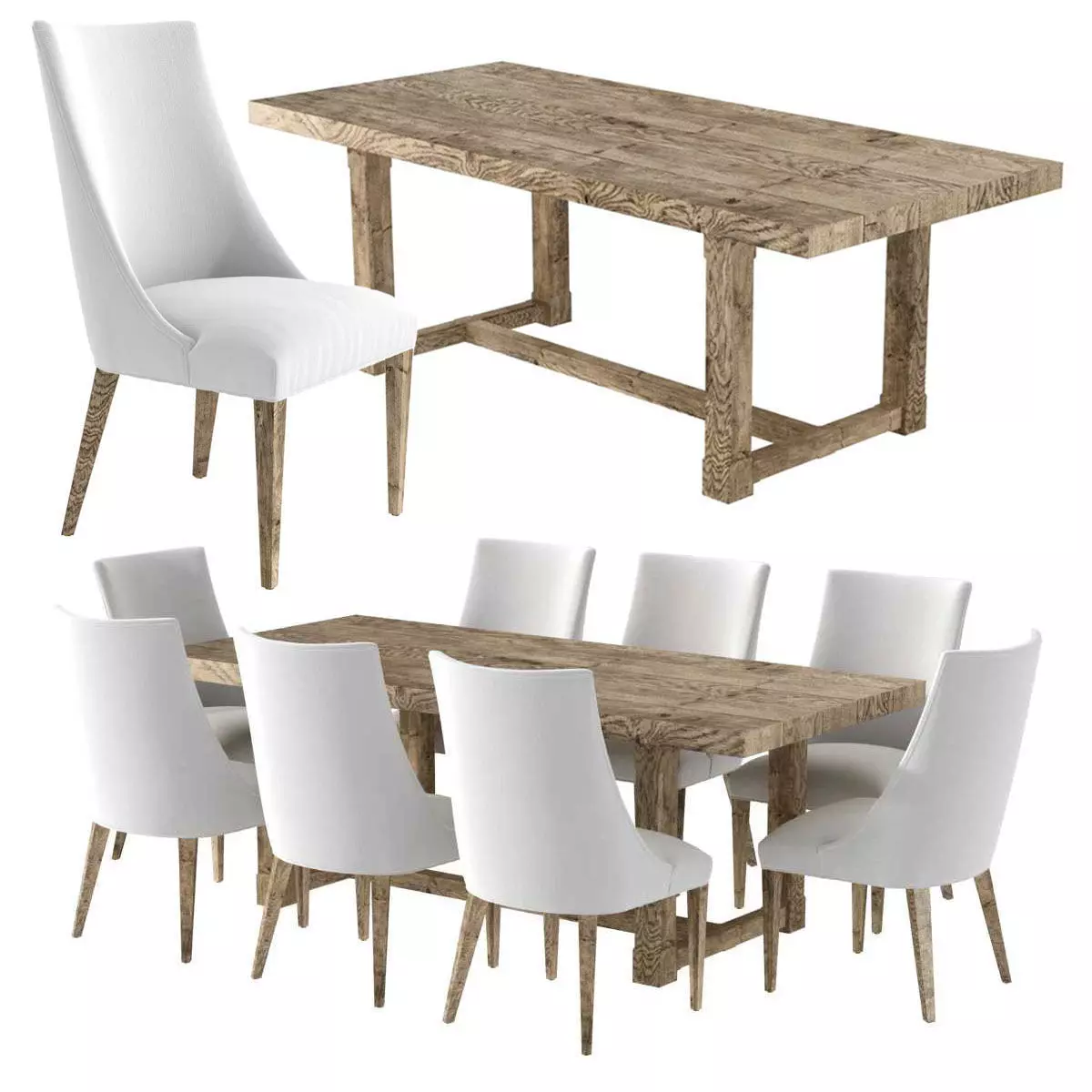 Restoration Hardware ELLA FABRIC CHAIR and CAYDEN  DINING TABLE 3D model_0