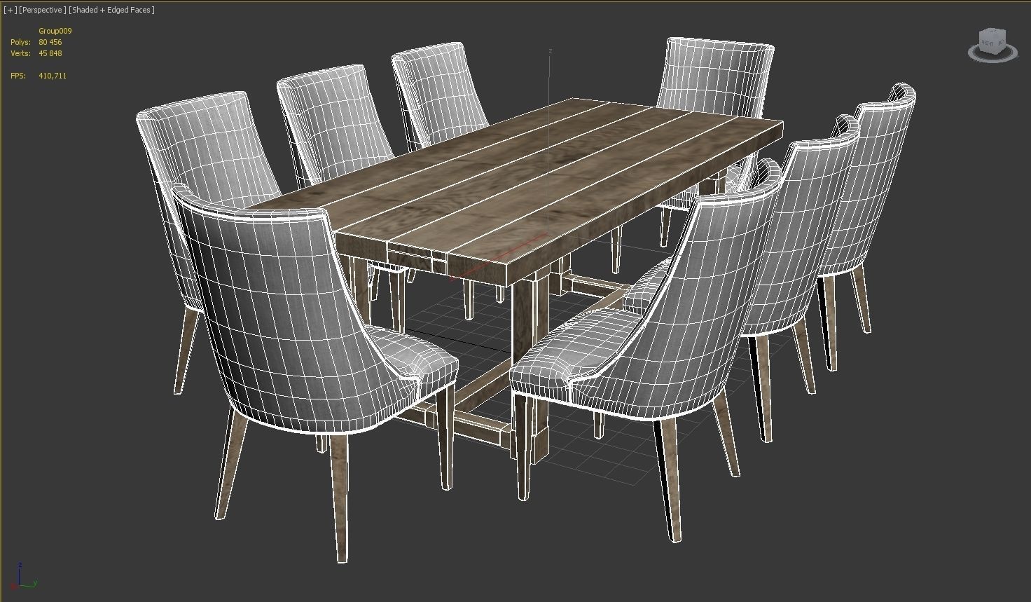Restoration Hardware ELLA FABRIC CHAIR and CAYDEN  DINING TABLE 3D model_9