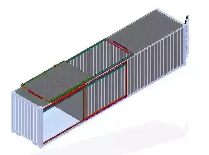 40 feet modified container with top and side sliding door