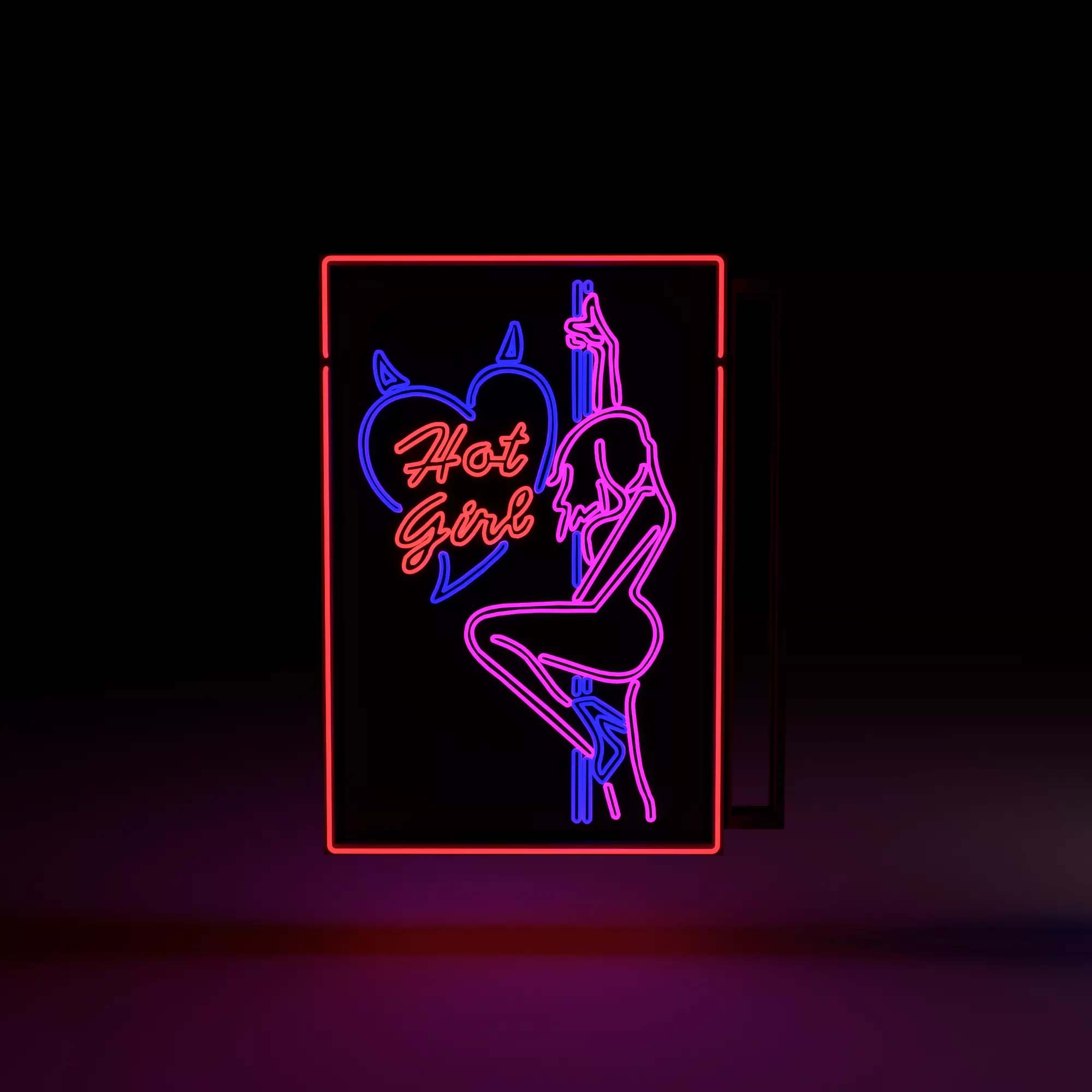 Pack Neon Girl Sign Low-poly 3D model