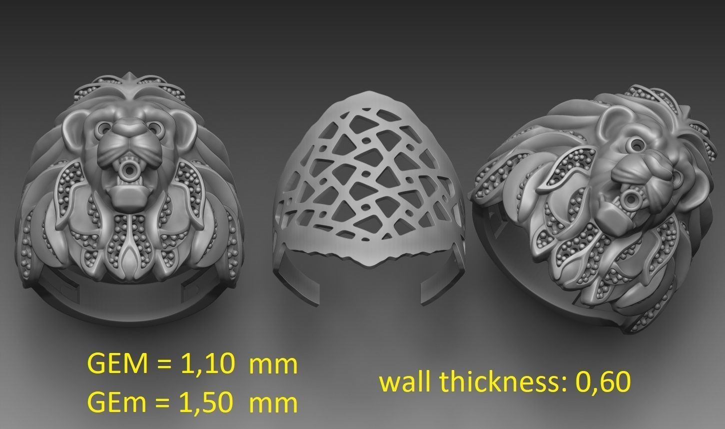 lion ring 3D print model_1