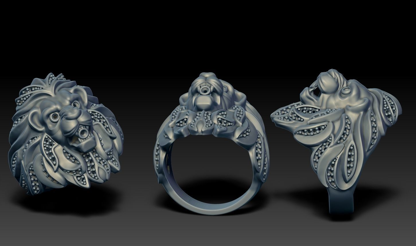 lion ring 3D print model_3