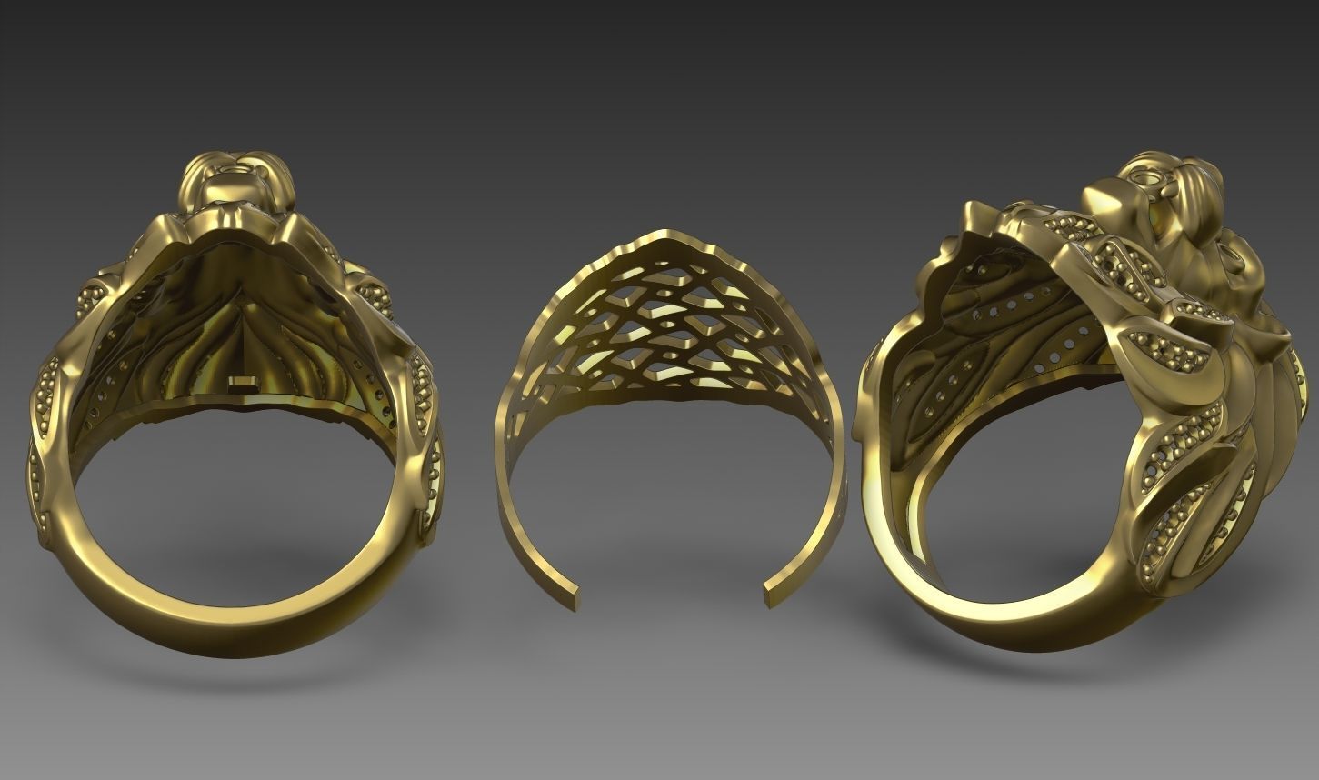 lion ring 3D print model_7