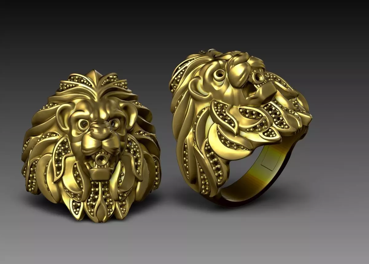 lion ring 3D print model_0