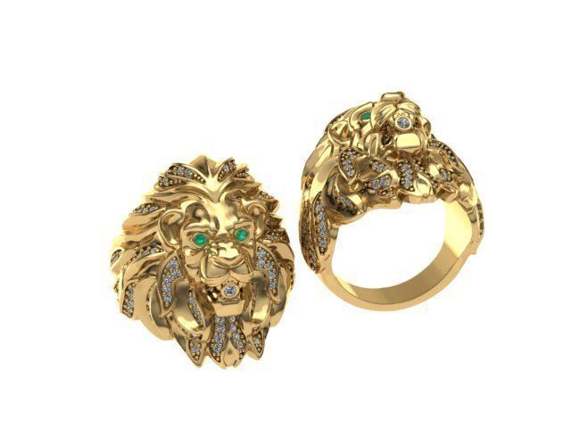 lion ring 3D print model_4