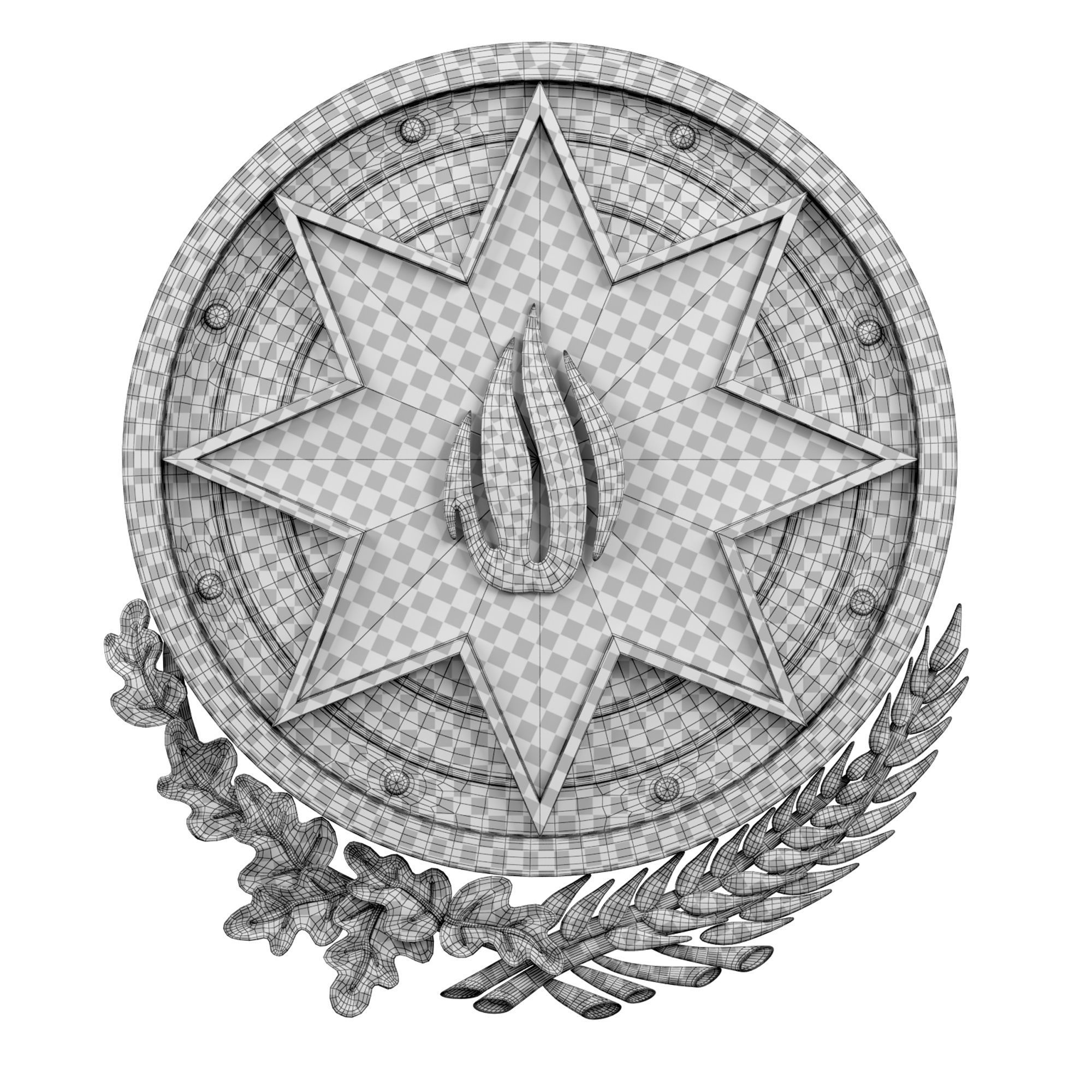 The national emblem of Azerbaijan 3D model_2