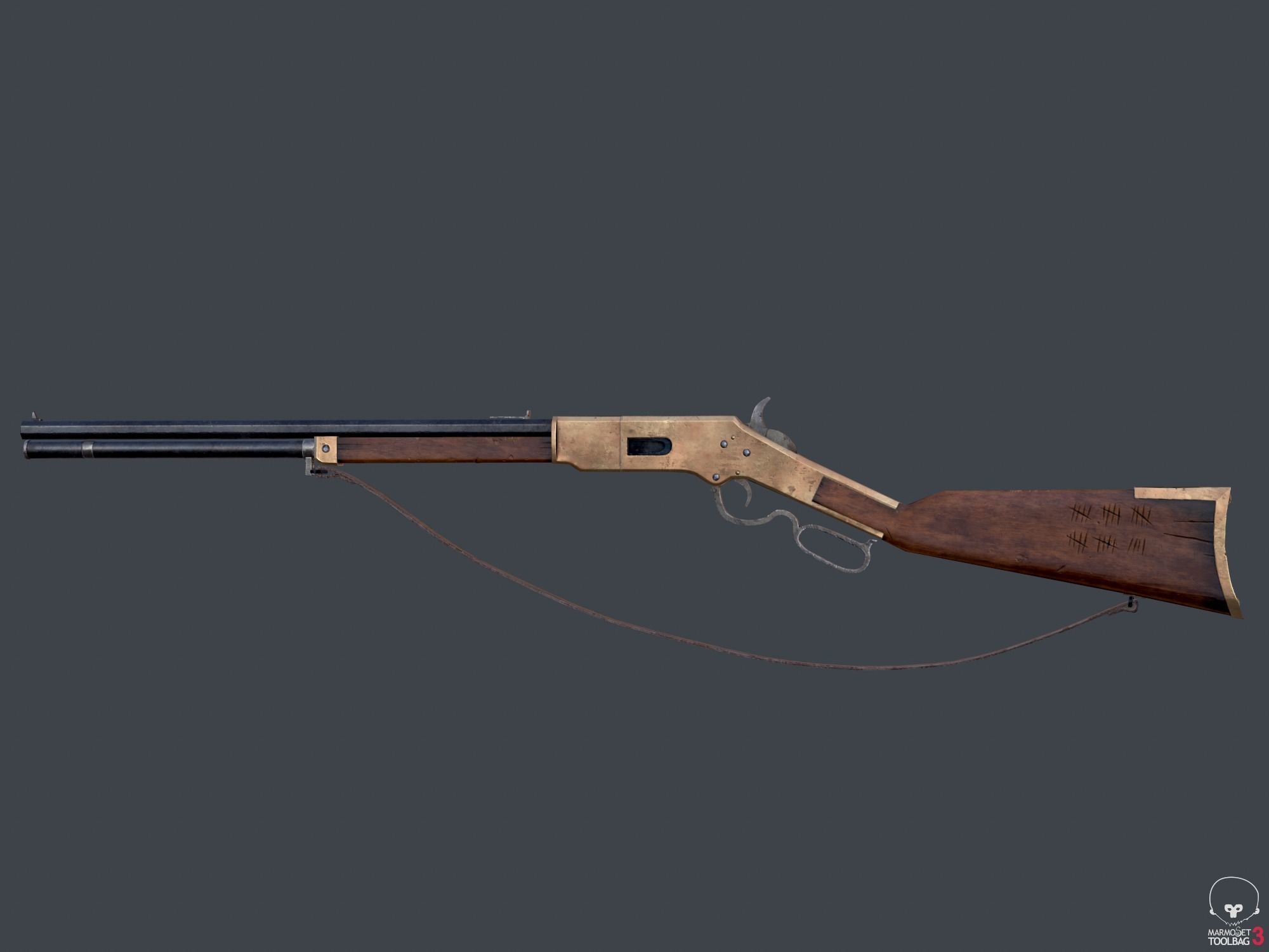 Winchester 1866 lever action repeater  Low-poly 3D model_6