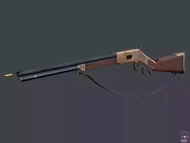 Winchester 1866 lever action repeater  Low-poly 3D model