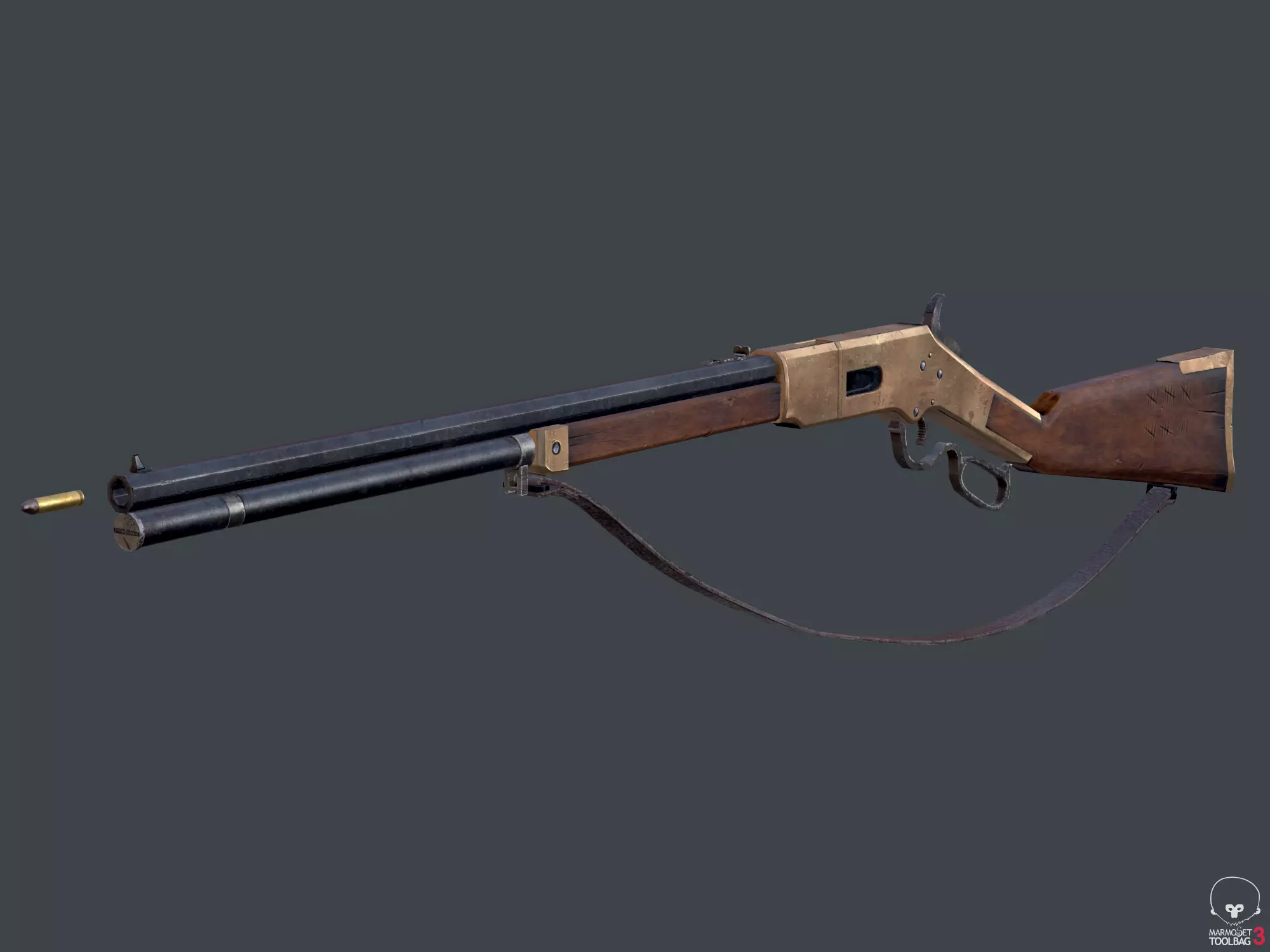 Winchester 1866 lever action repeater  Low-poly 3D model_0