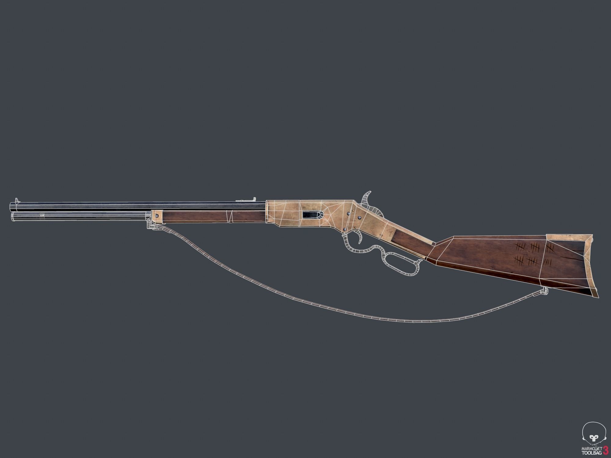 Winchester 1866 lever action repeater  Low-poly 3D model_3