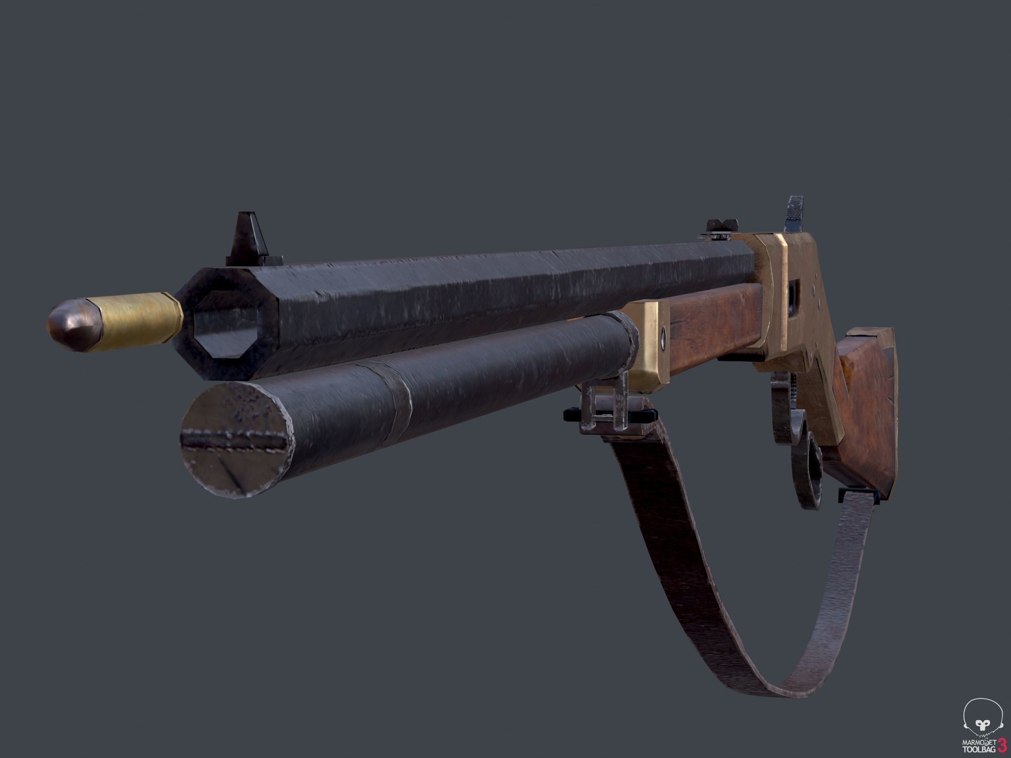Winchester 1866 lever action repeater  Low-poly 3D model_2