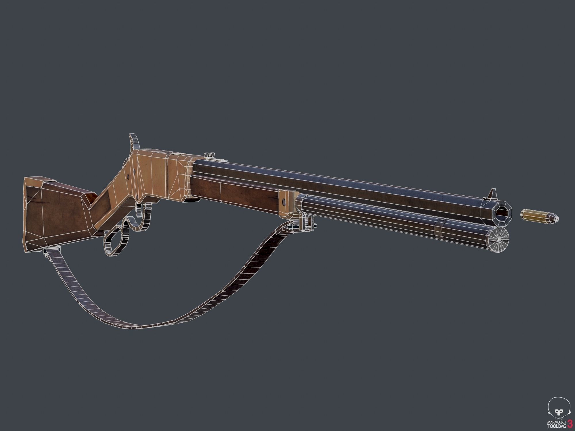 Winchester 1866 lever action repeater  Low-poly 3D model_7