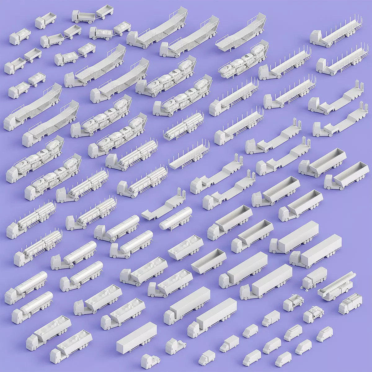 Paper Trucks Low-poly 3D model