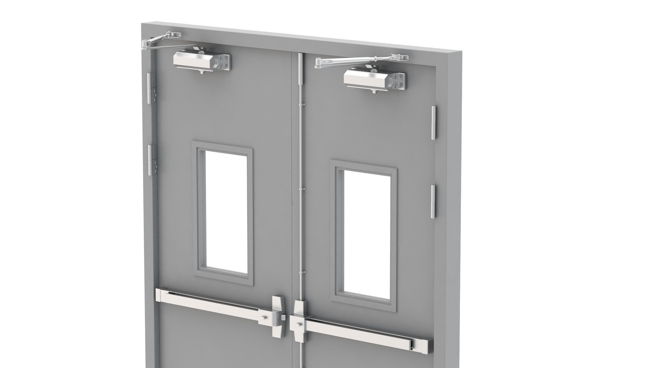 Double Fire Exit Door 3D model_19