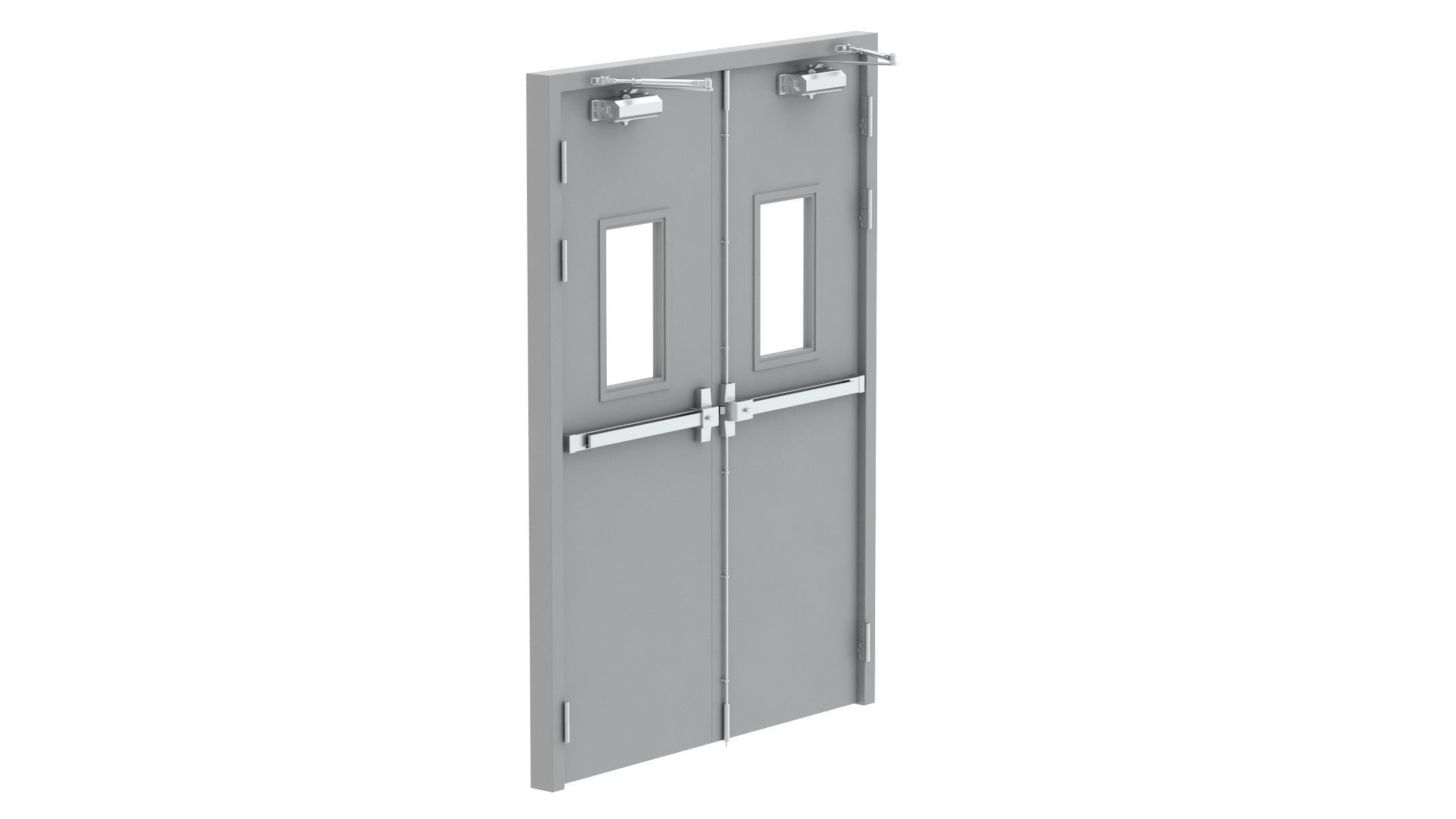 Double Fire Exit Door 3D model_2
