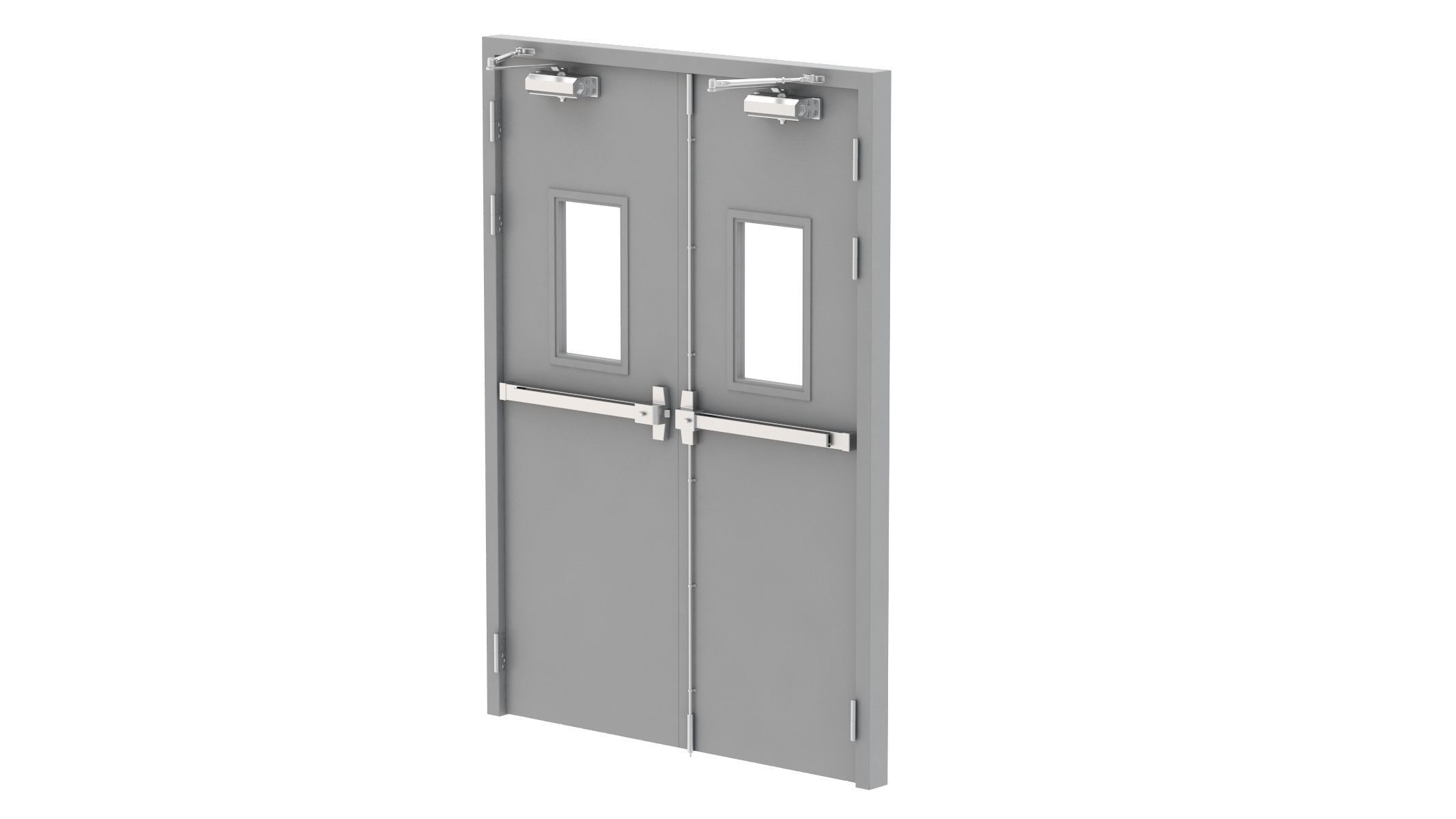 Double Fire Exit Door 3D model_6