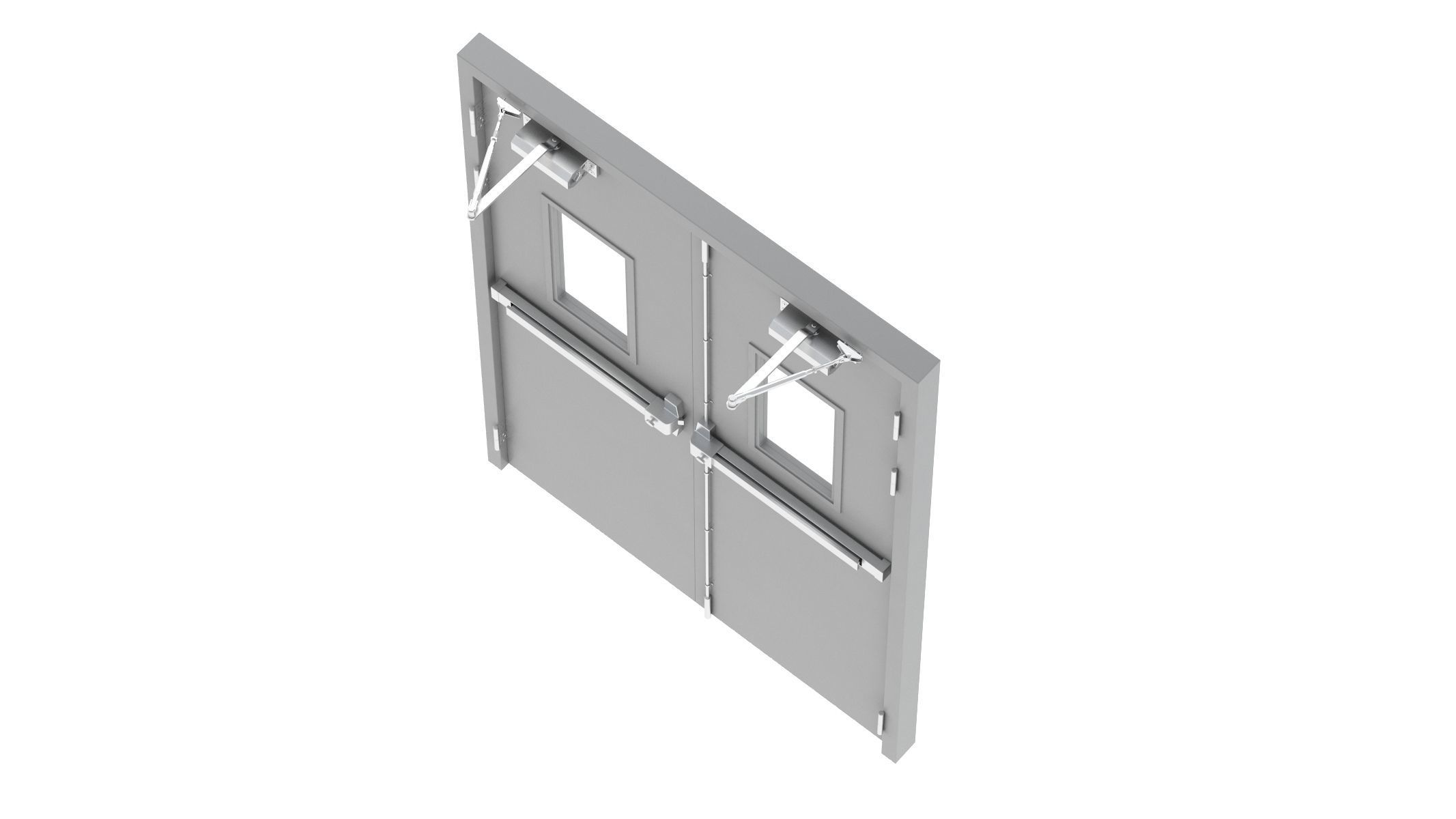 Double Fire Exit Door 3D model_8