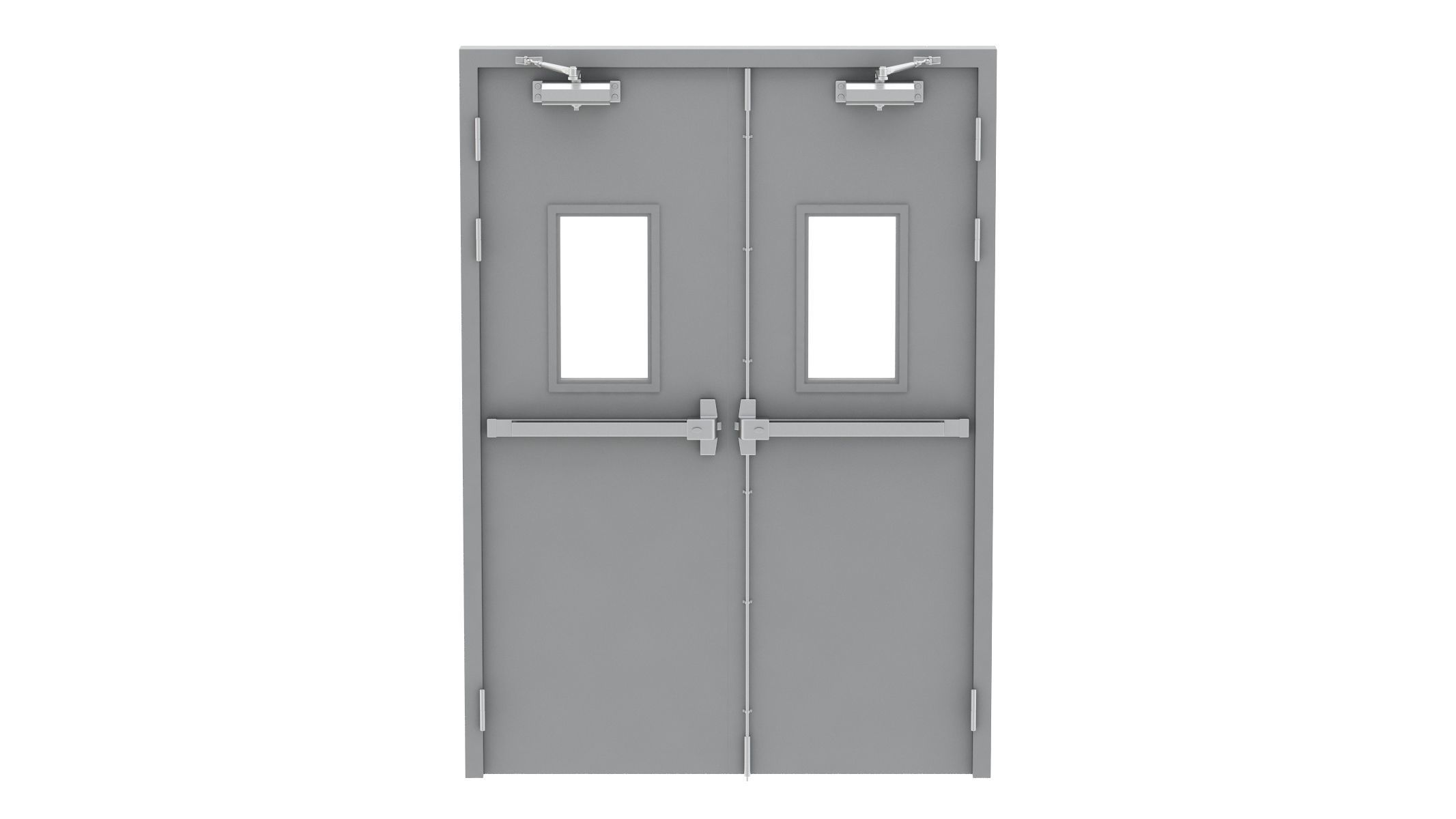 Double Fire Exit Door 3D model_1