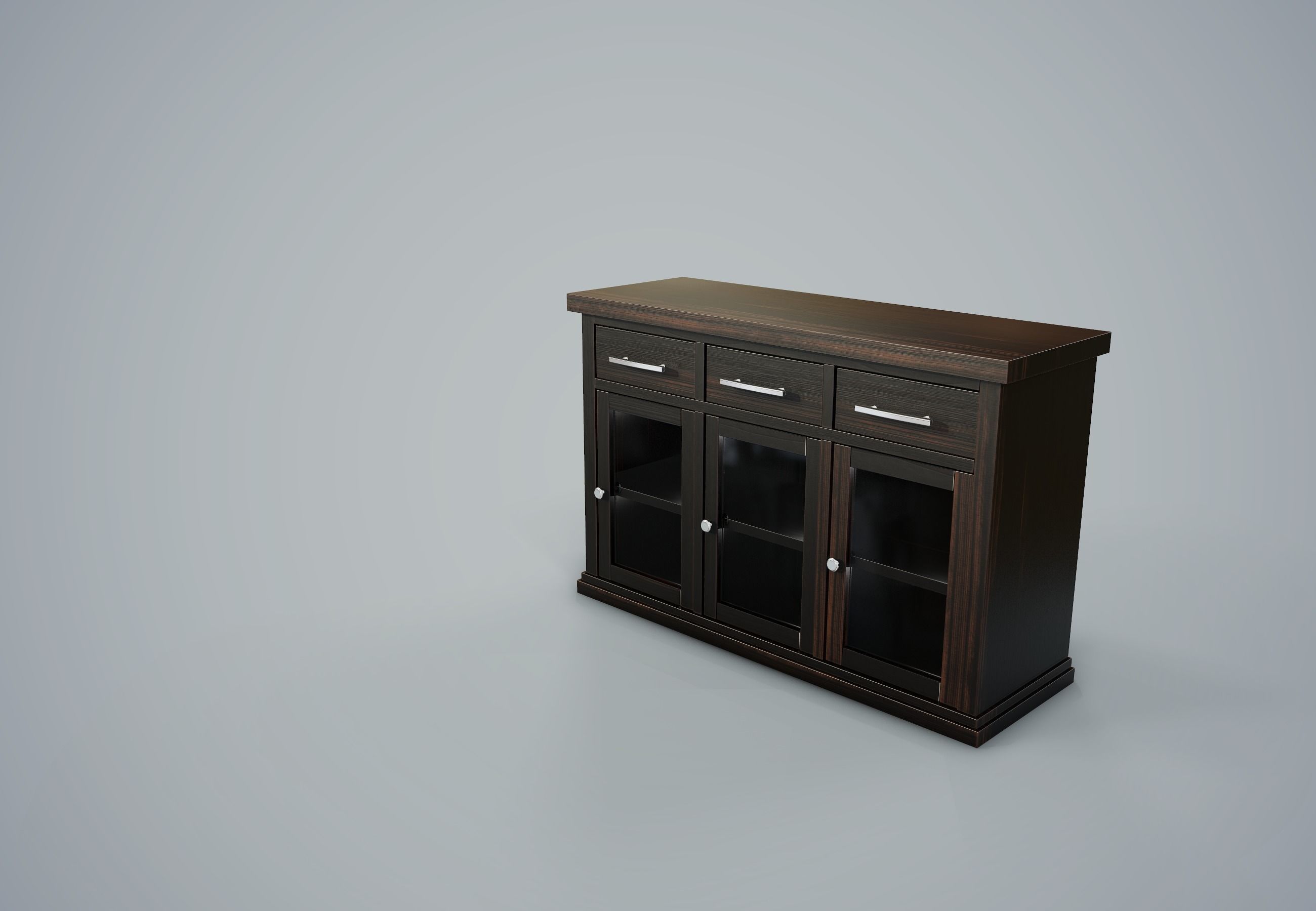 Cupboard PBR Game Ready sideboard with glass doors Low-poly 3D model_9