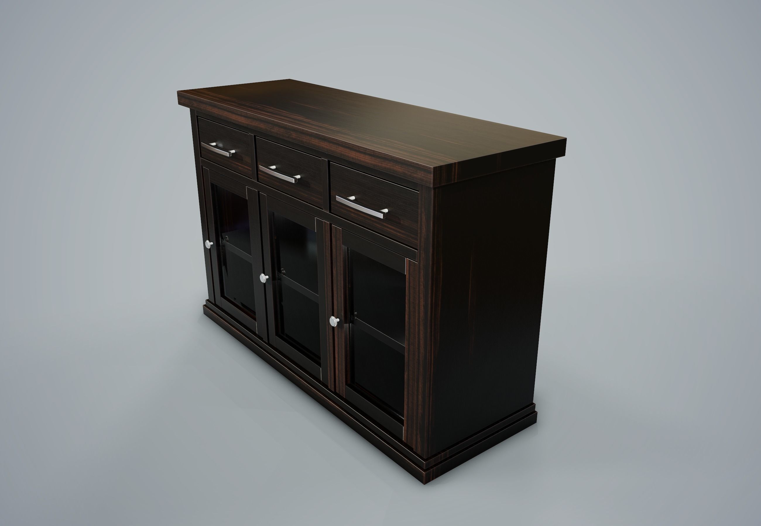 Cupboard PBR Game Ready sideboard with glass doors Low-poly 3D model_8
