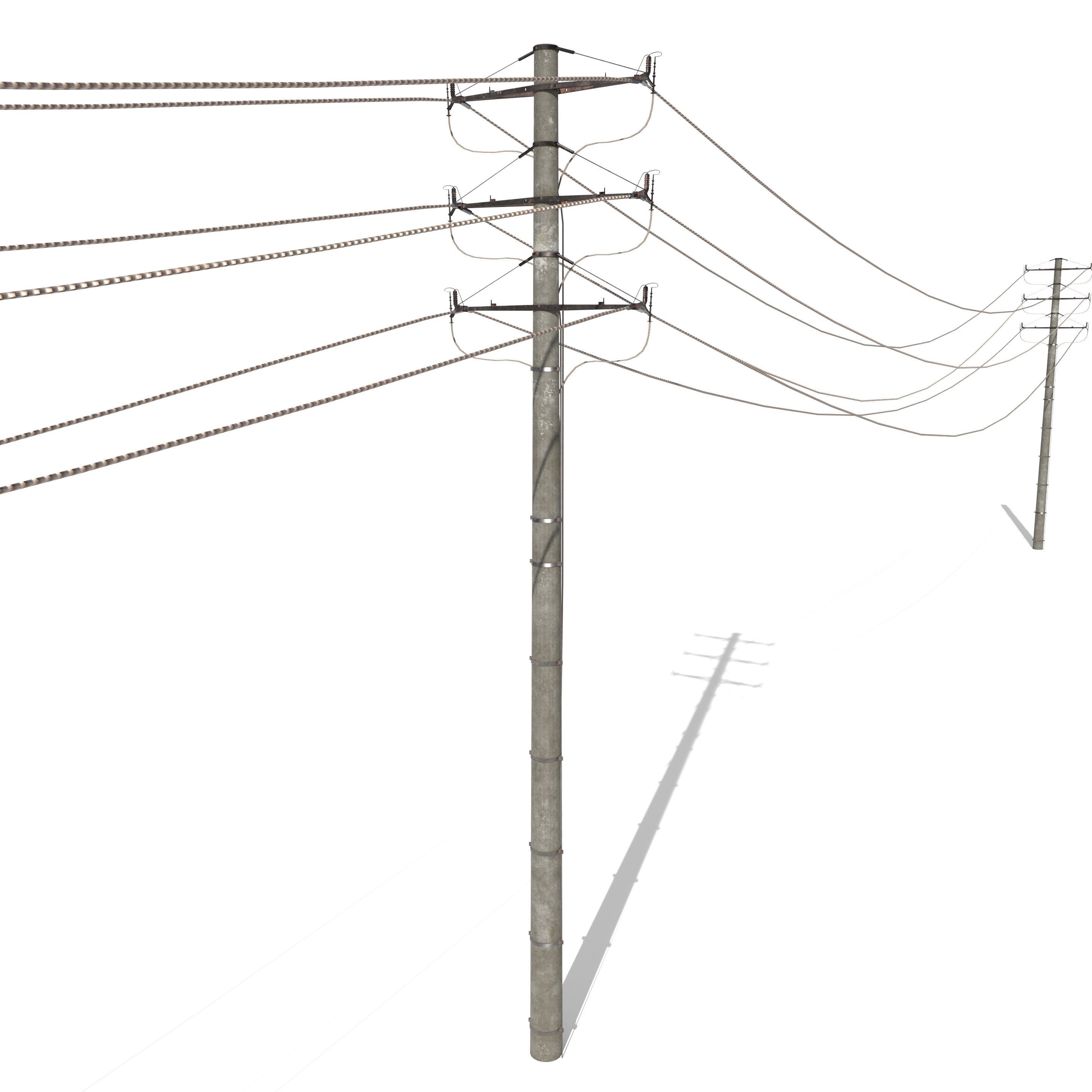 Electricity Pole Pack 3D model_10