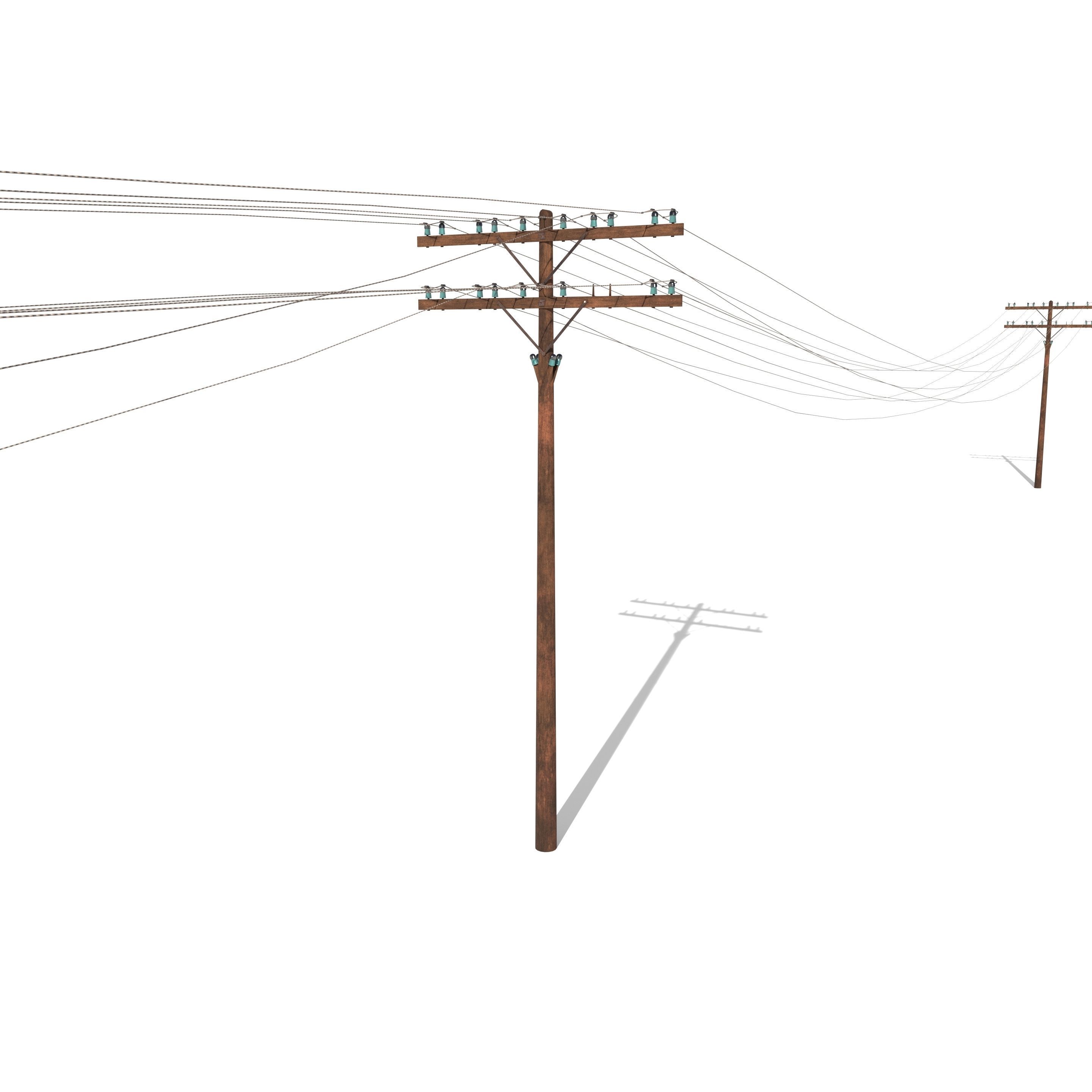 Electricity Pole Pack 3D model_2