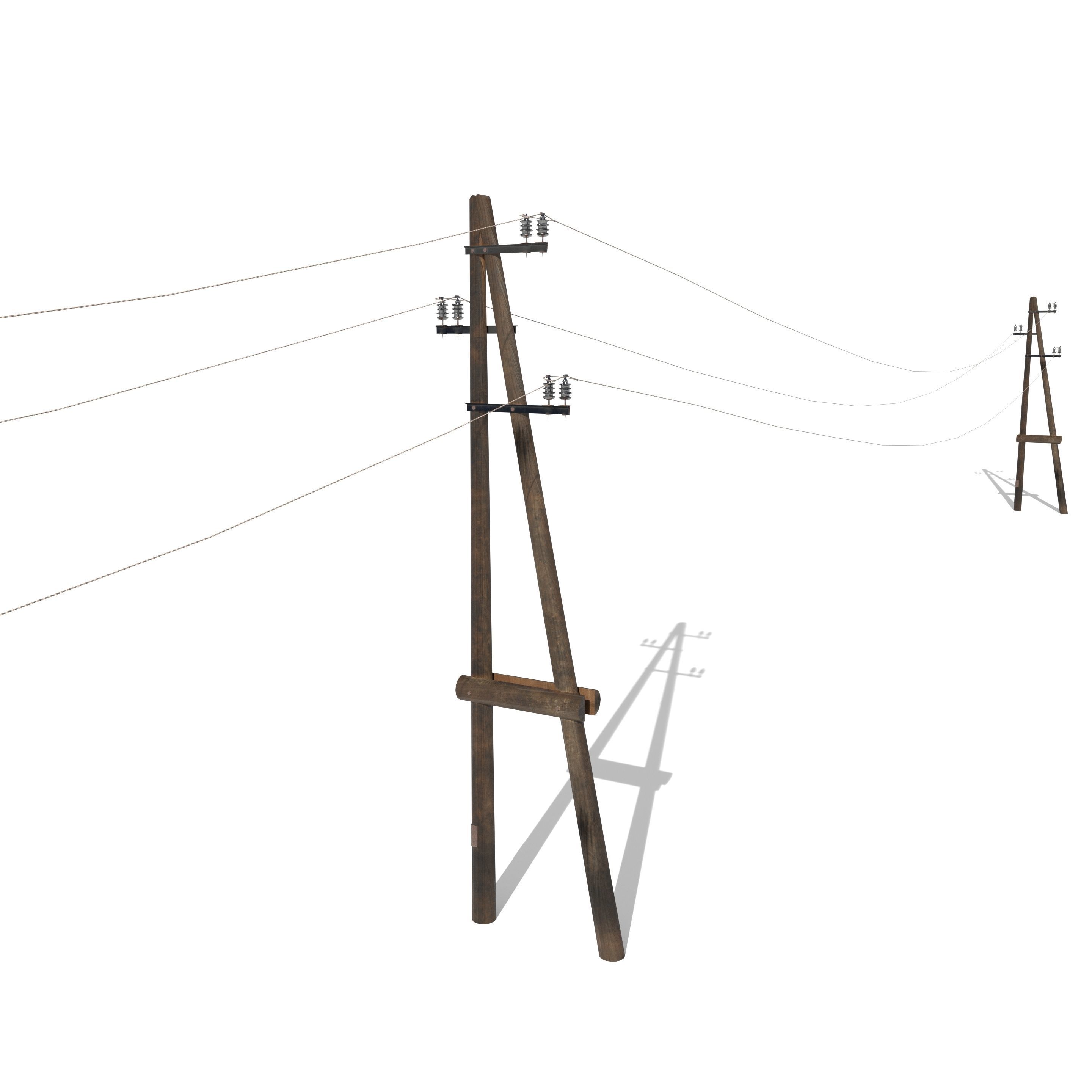 Electricity Pole Pack 3D model_1