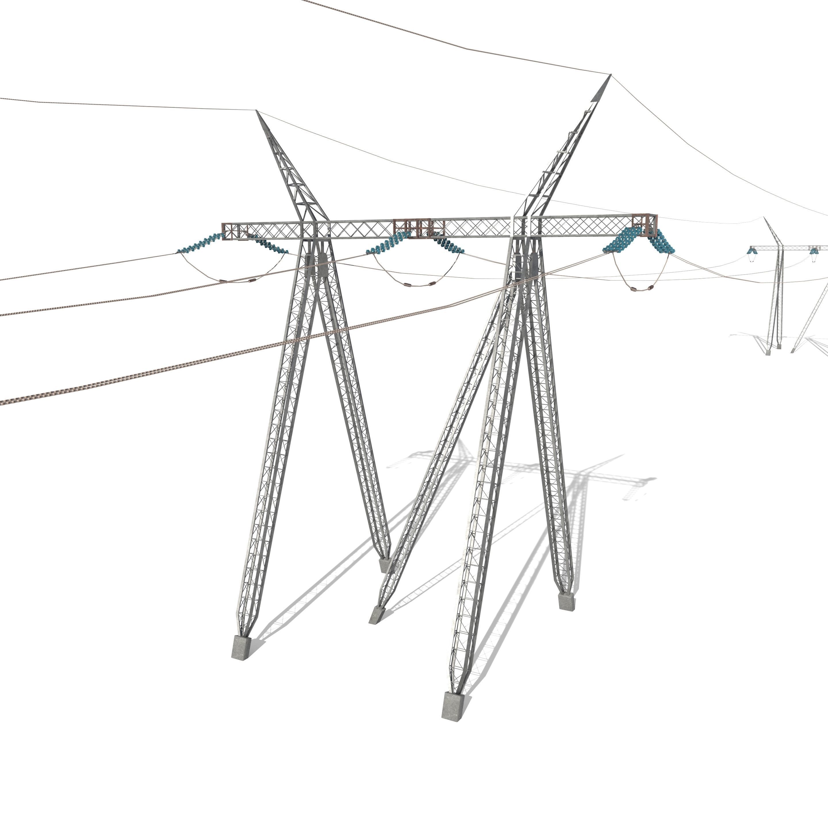 Electricity Pole Pack 3D model_16