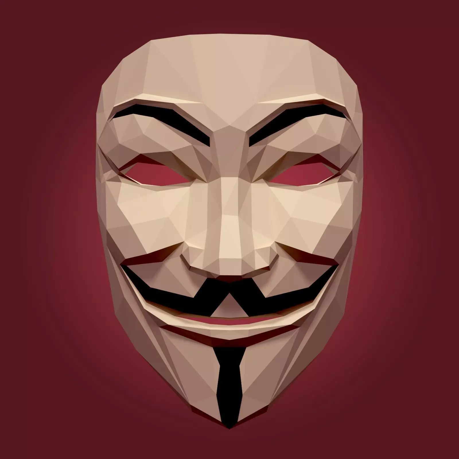Low Poly Anonymous Mask Low-poly 3D model