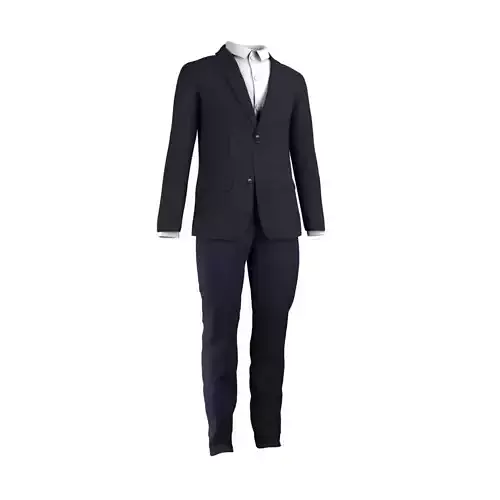 Men Suit - Single Button 3D model 3D model