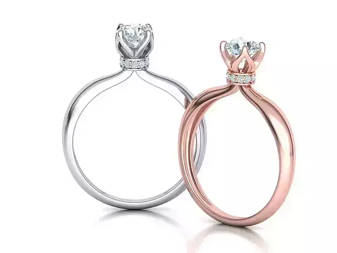 Solitaire Engagement ring 3dmodel with 5mm stone 3D print model
