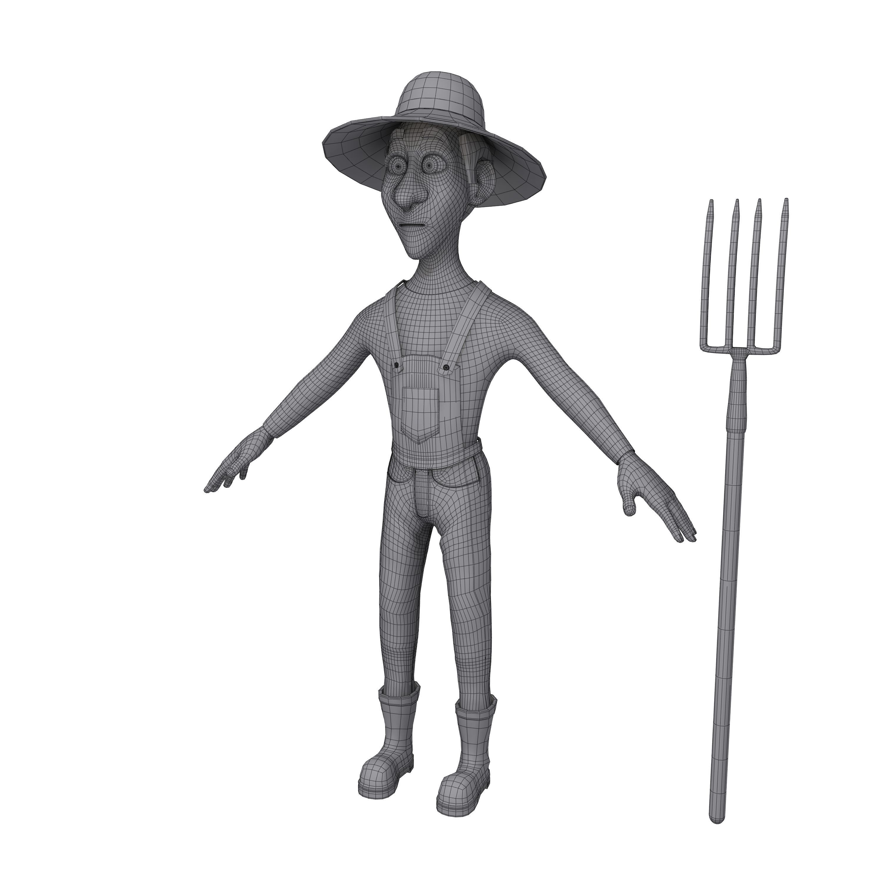 Farmer Cartoon 3D model_11