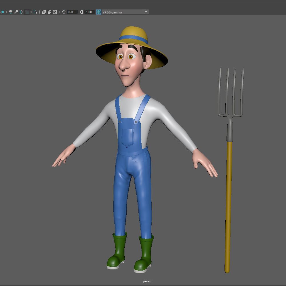 Farmer Cartoon 3D model_12