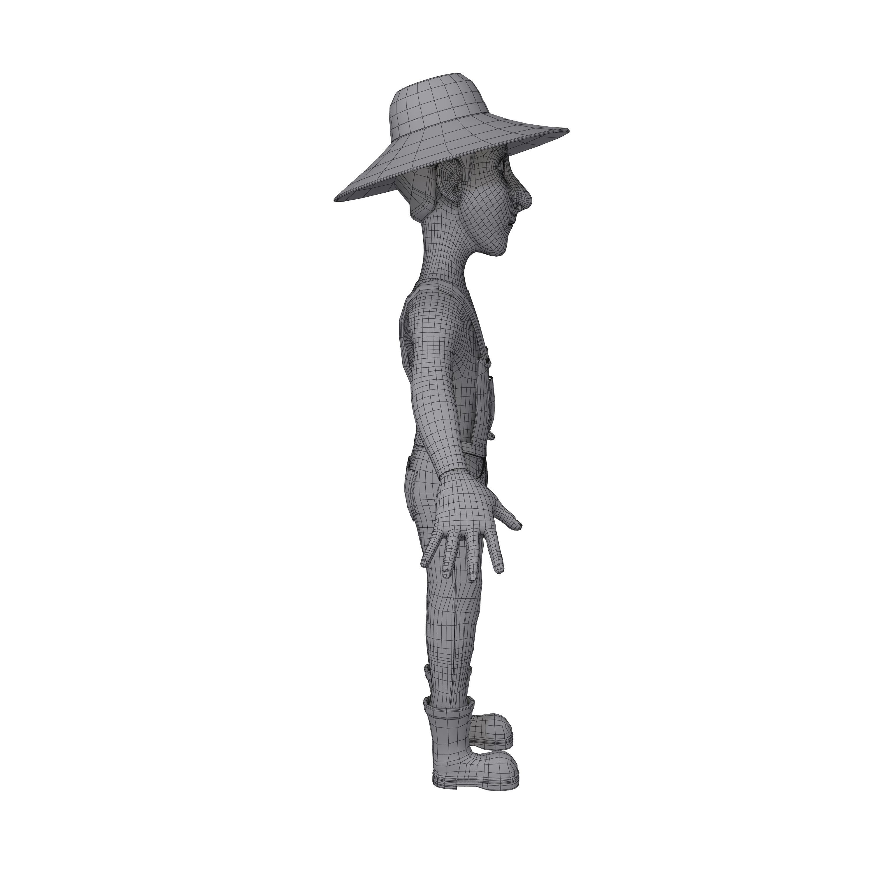 Farmer Cartoon 3D model_9