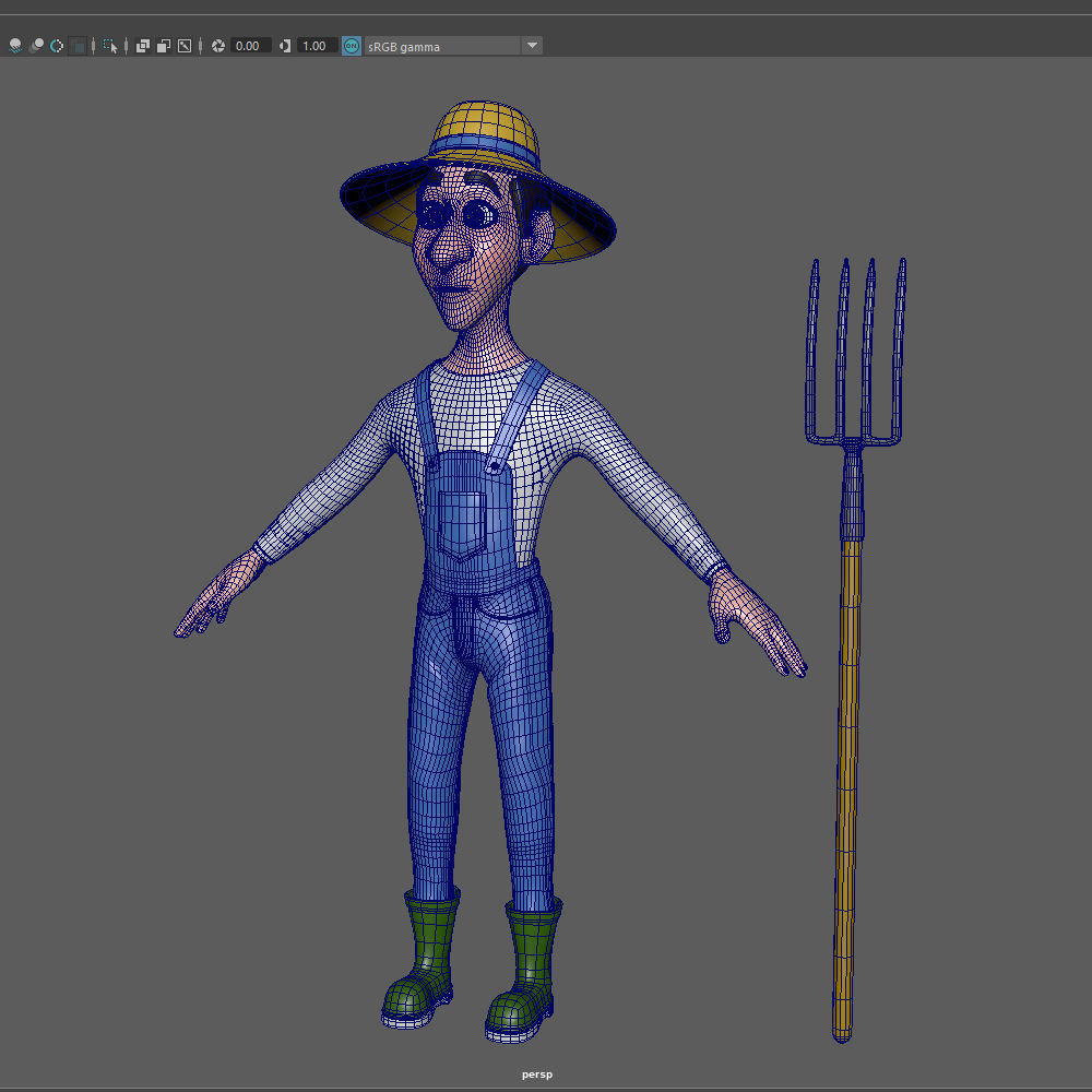 Farmer Cartoon 3D model_13