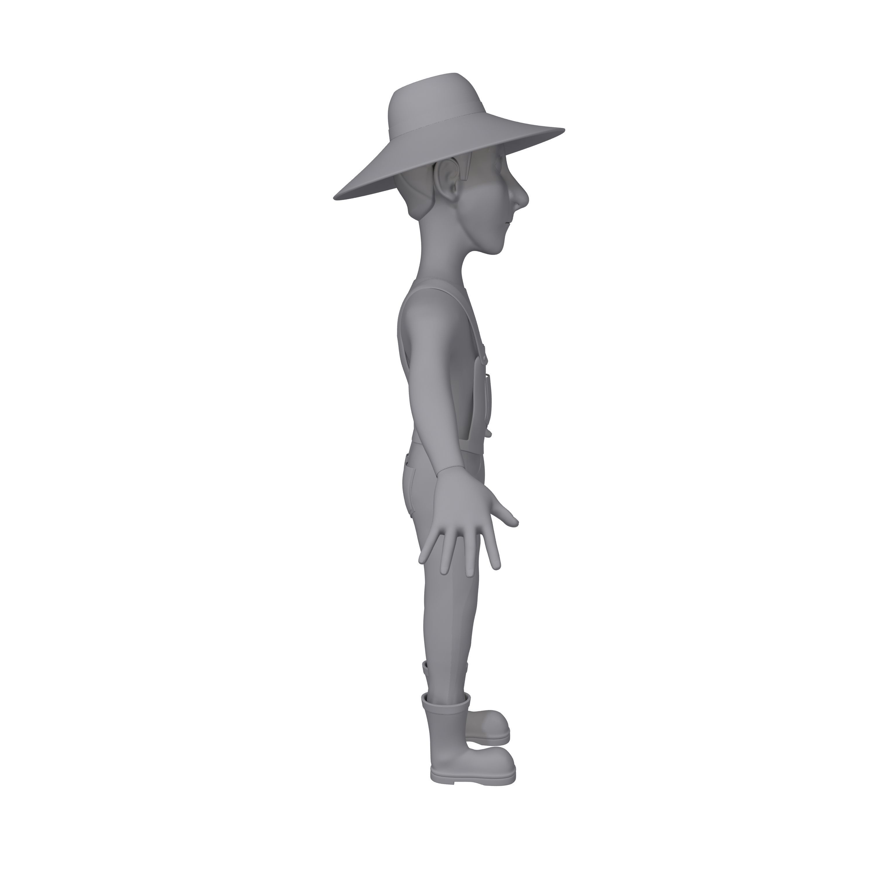 Farmer Cartoon 3D model_5