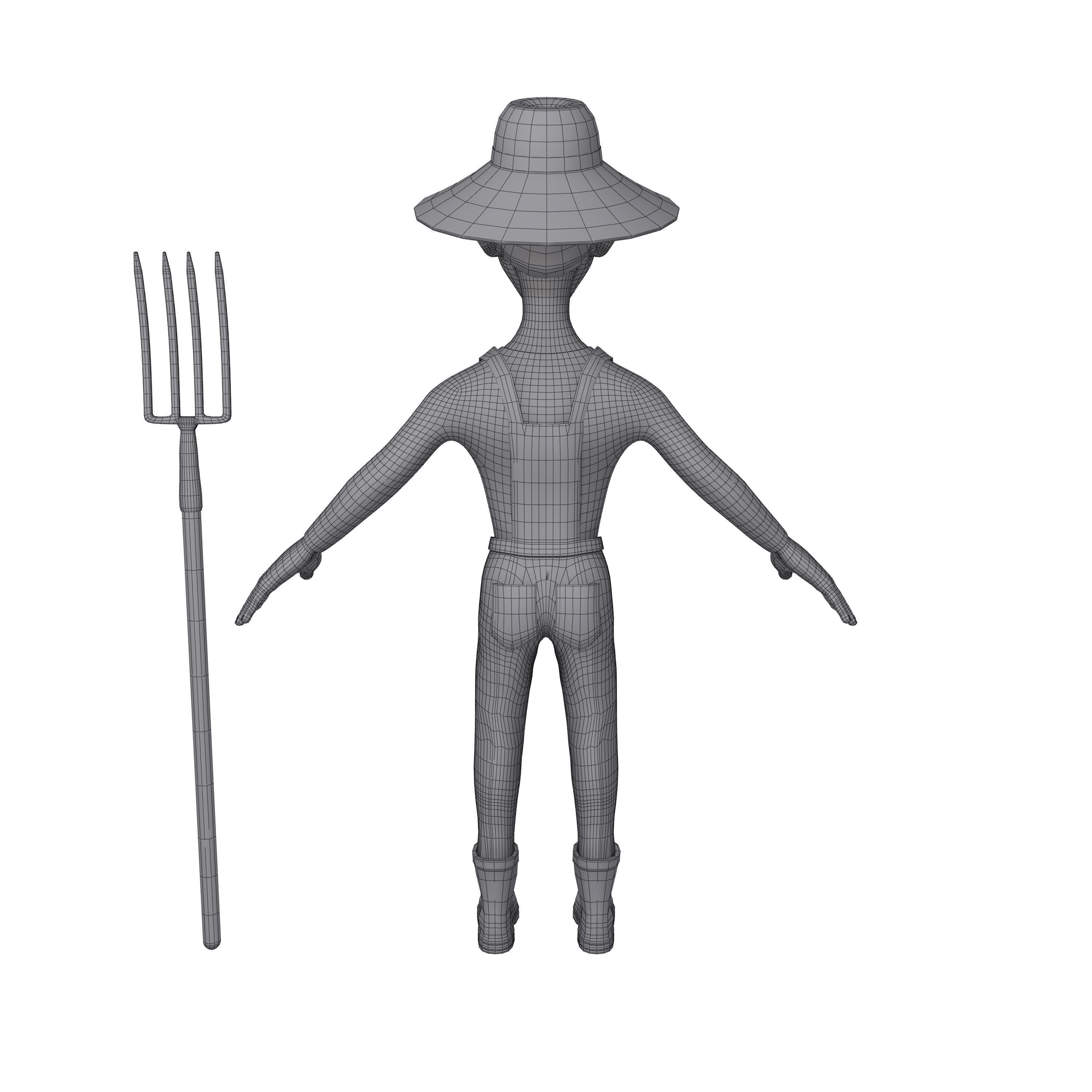 Farmer Cartoon 3D model_10