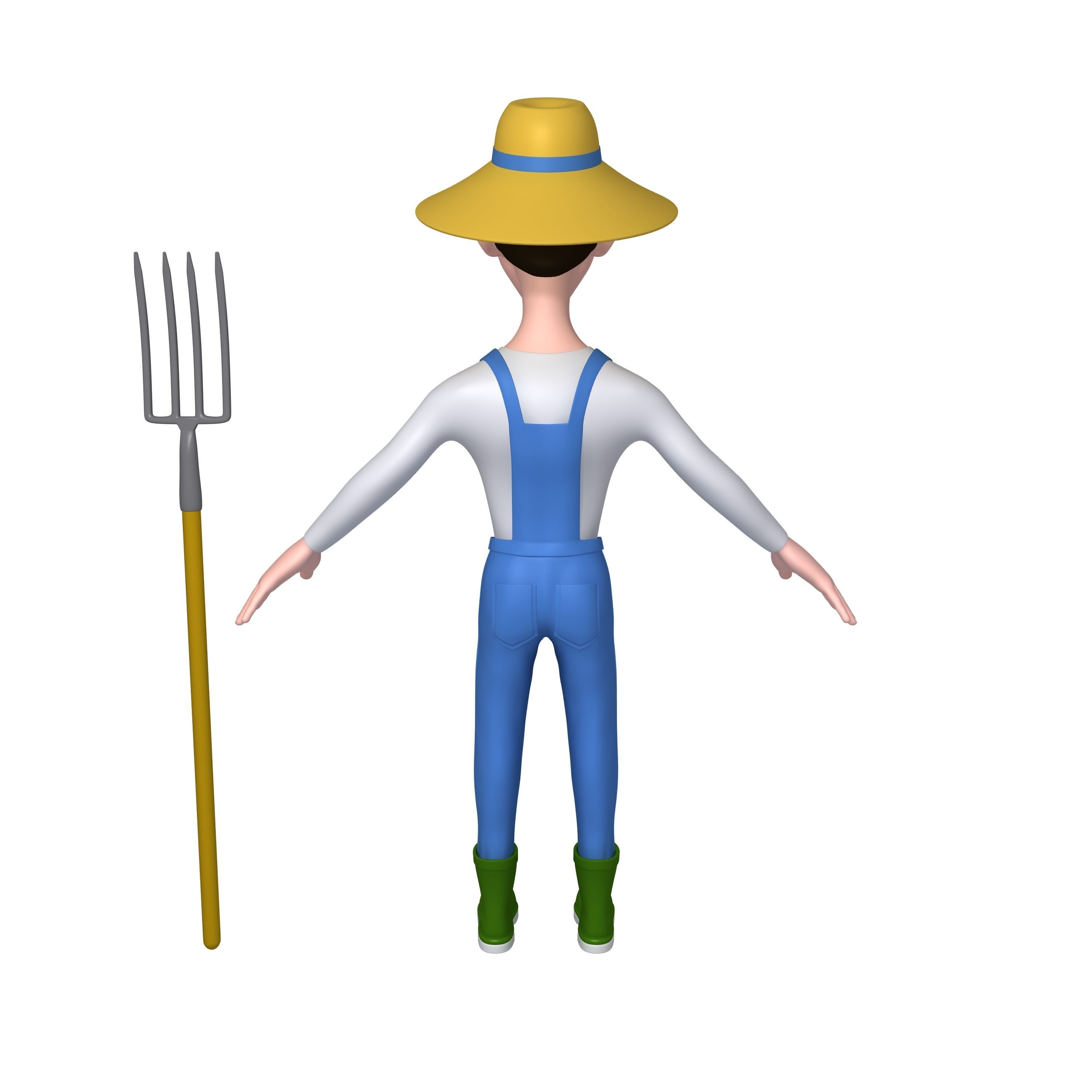 Farmer Cartoon 3D model_2