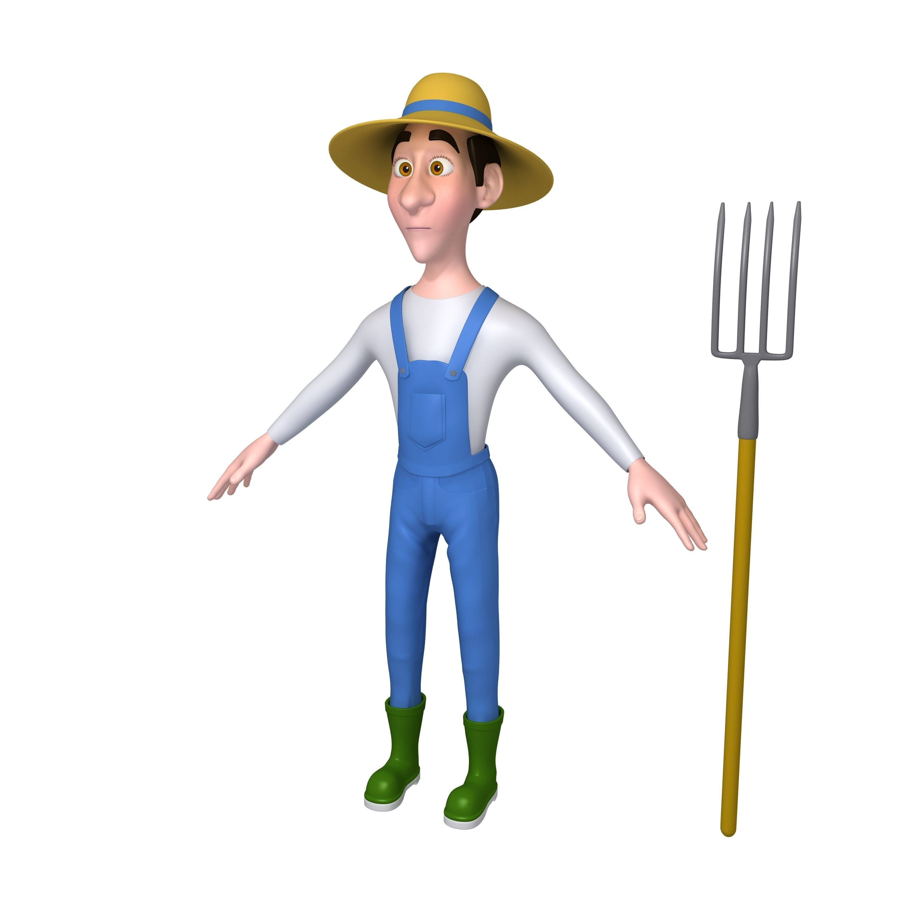 Farmer Cartoon 3D model_3